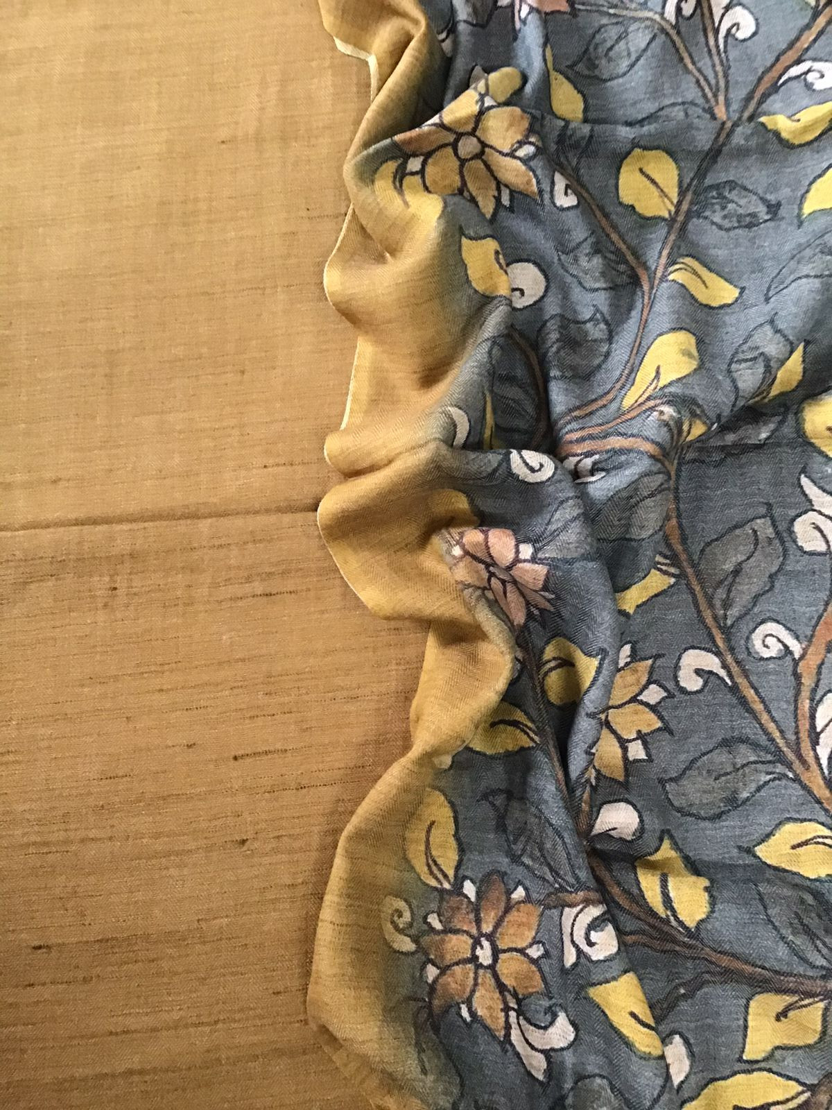 Pure Woollen Basbara Cotton Silk Printed Suit - Yellow