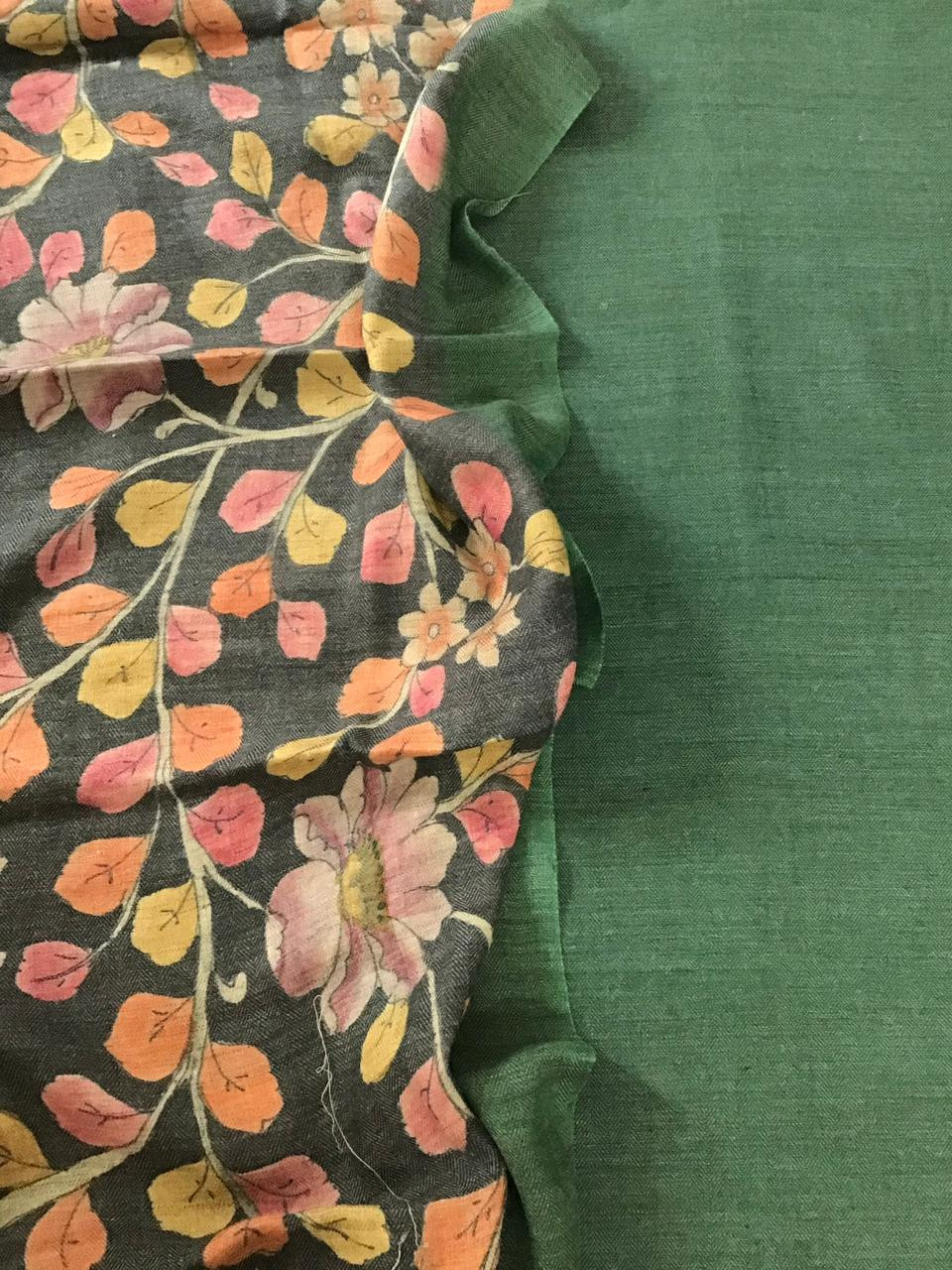 Pure Woollen Basbara Cotton Silk Printed Suit - Green