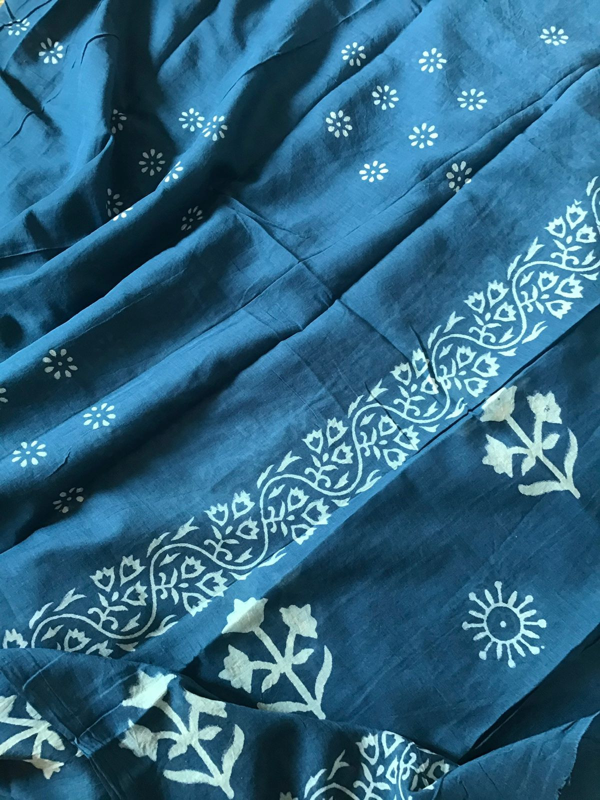 Pure Cotton Printed Embroidered Suit - Blue