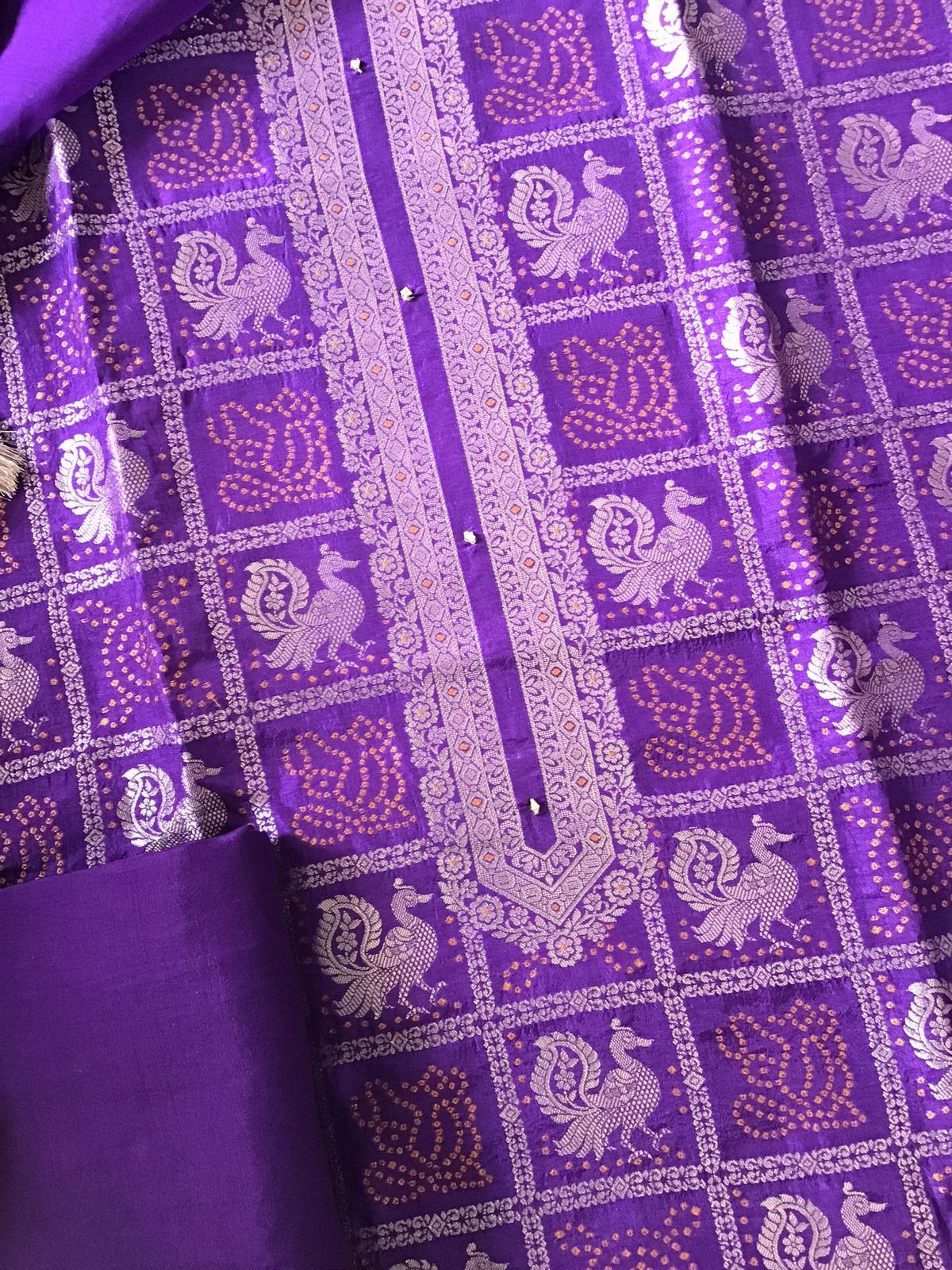 Pure Upada Silk Banarasi Weaved Suit - Purple