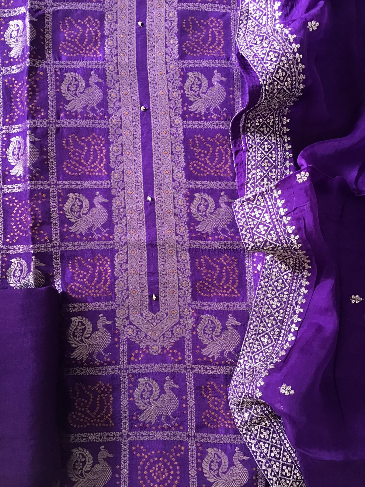 Pure Upada Silk Banarasi Weaved Suit - Purple