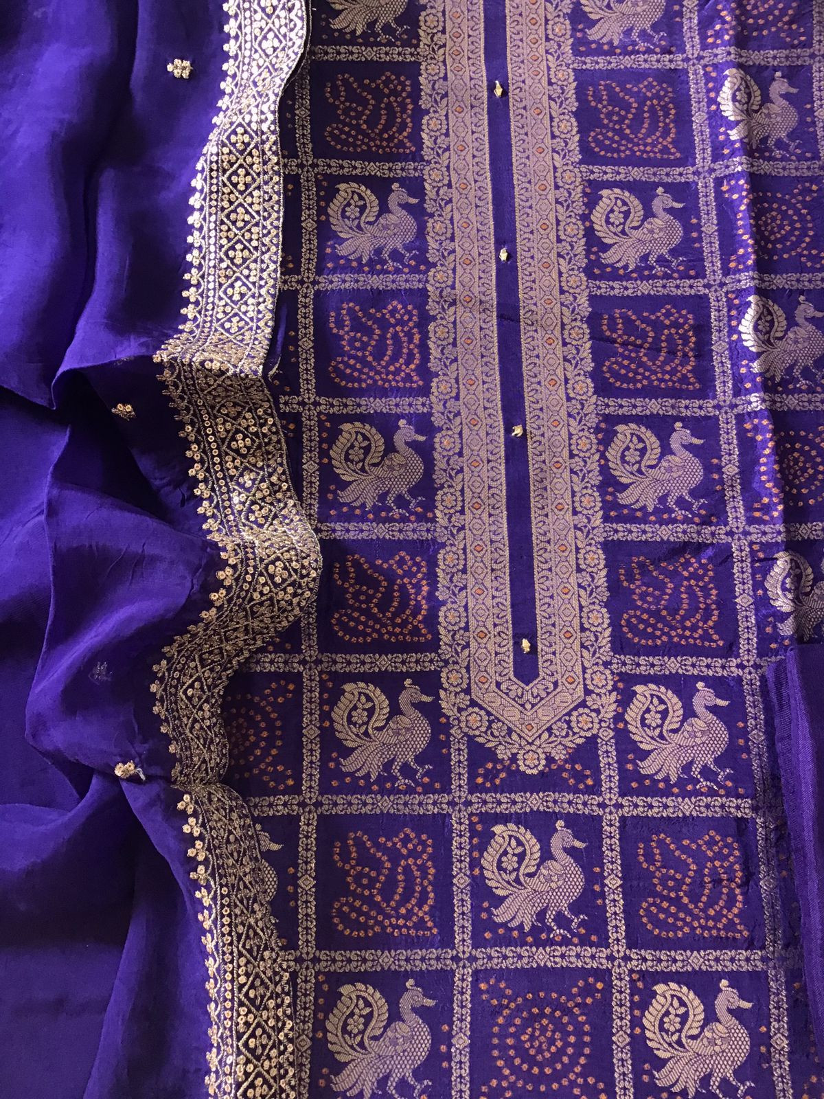 Pure Upada Silk Banarasi Weaved Suit - Blue