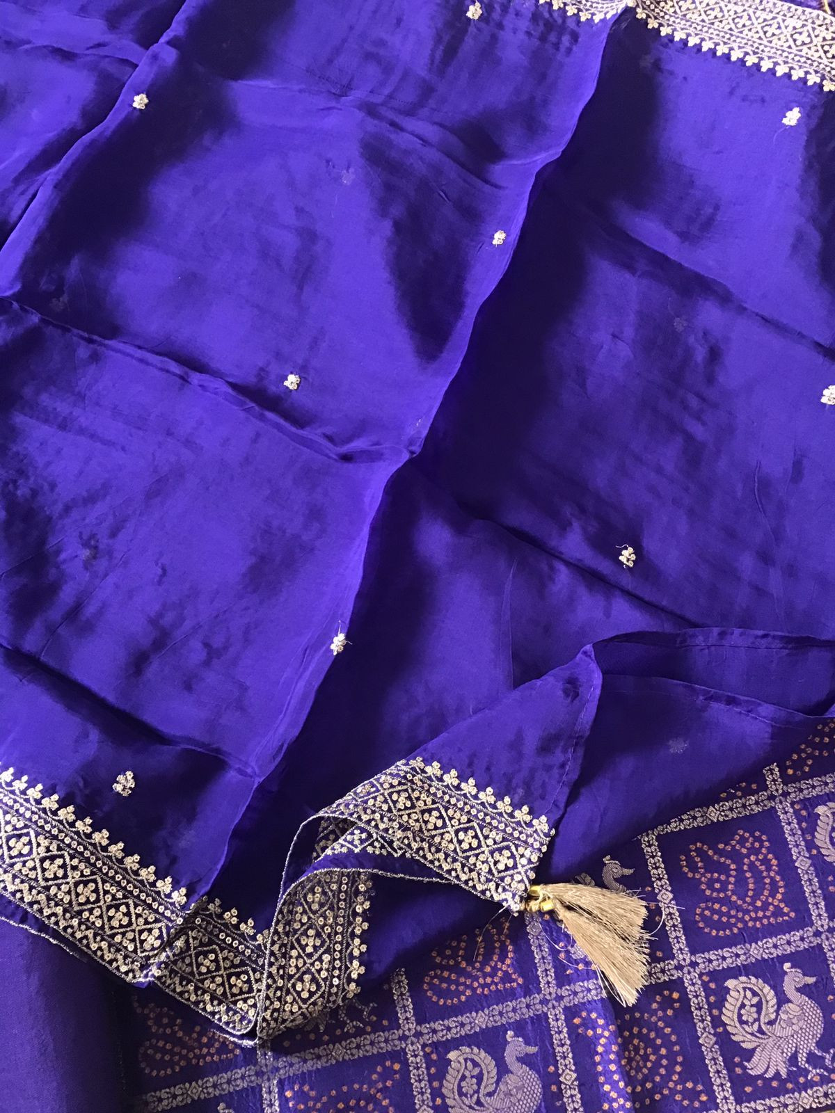 Pure Upada Silk Banarasi Weaved Suit - Blue