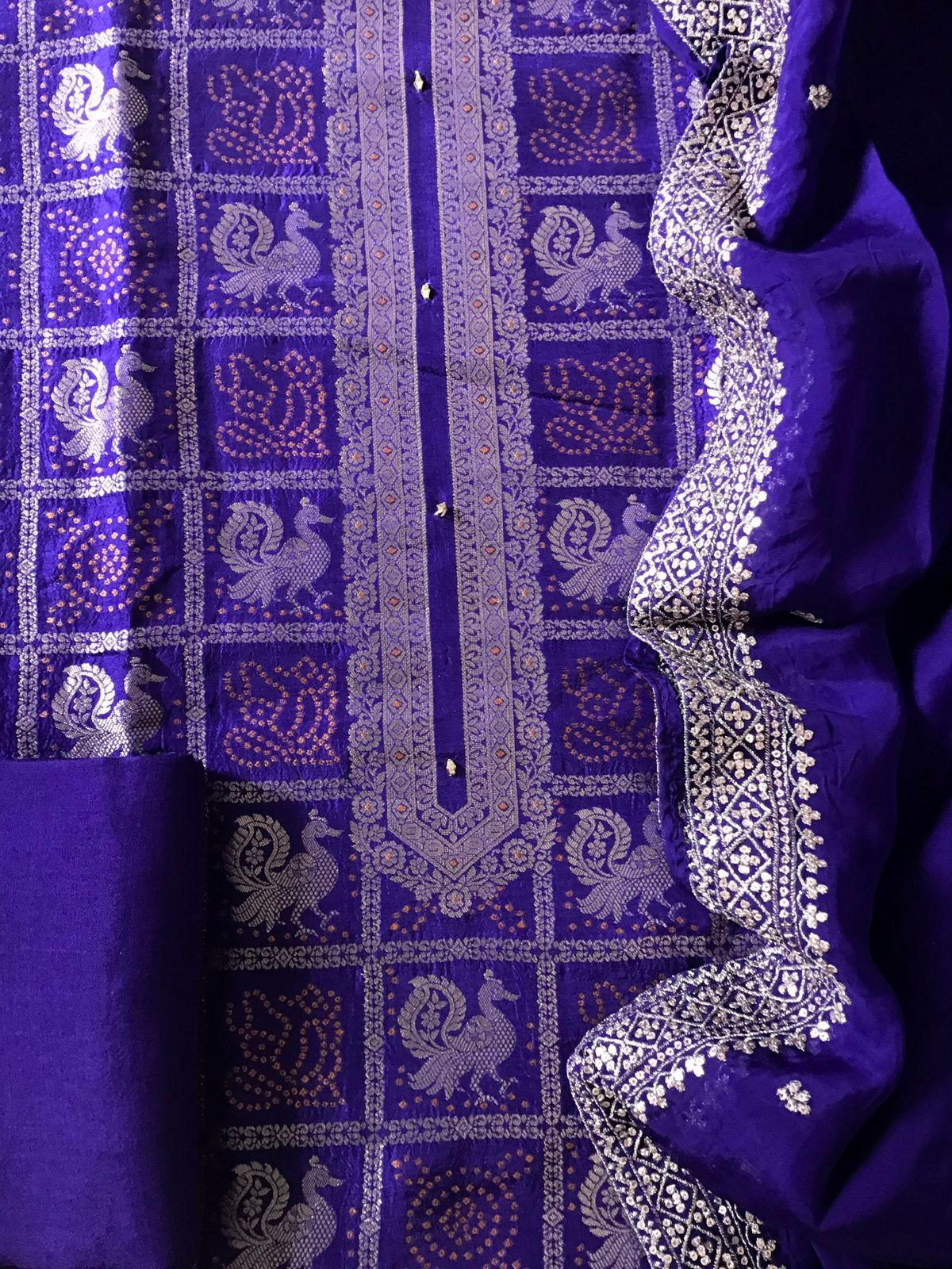 Pure Upada Silk Banarasi Weaved Suit - Blue