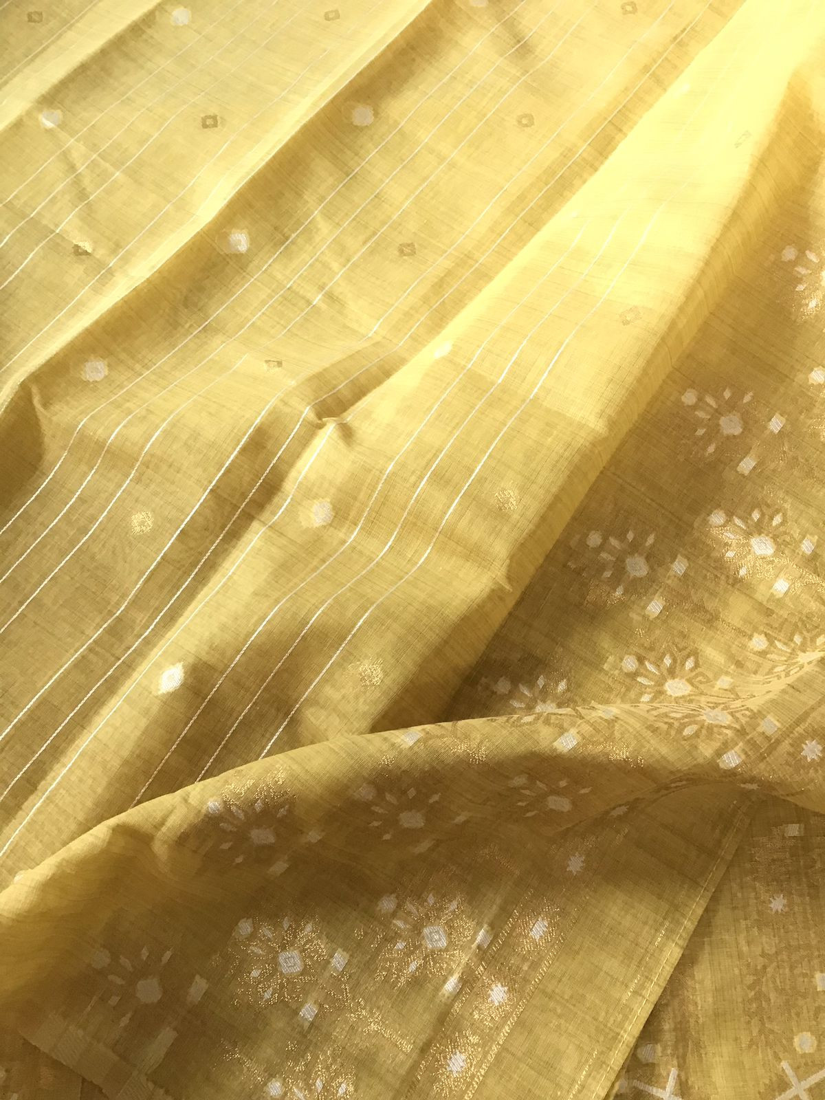 Soft Slub Chanderi Jamdani Weaved Embroidered Suit - Yellow