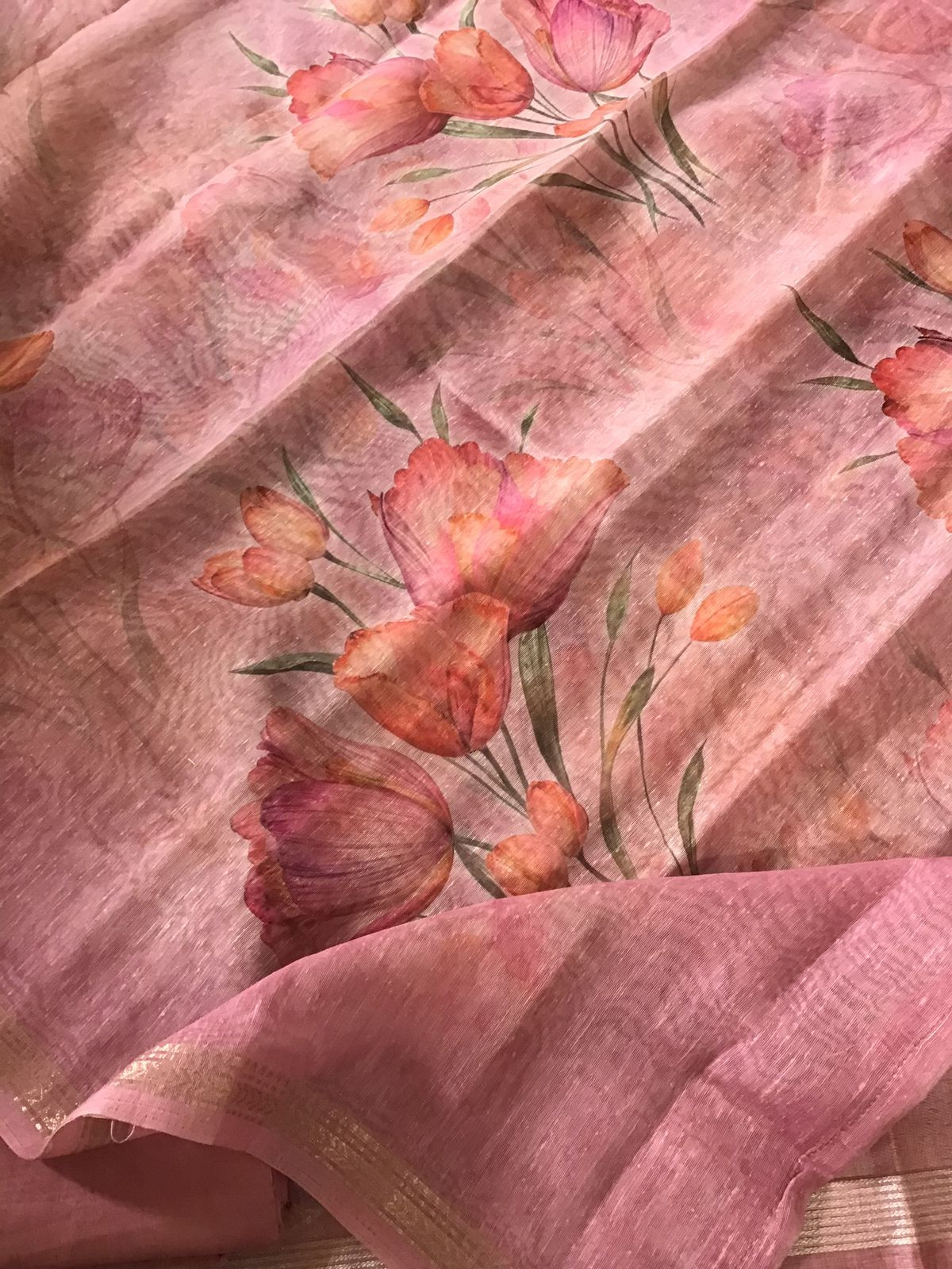 Soft Kora Chanderi Printed Jamdani Weaved Suit - Pink