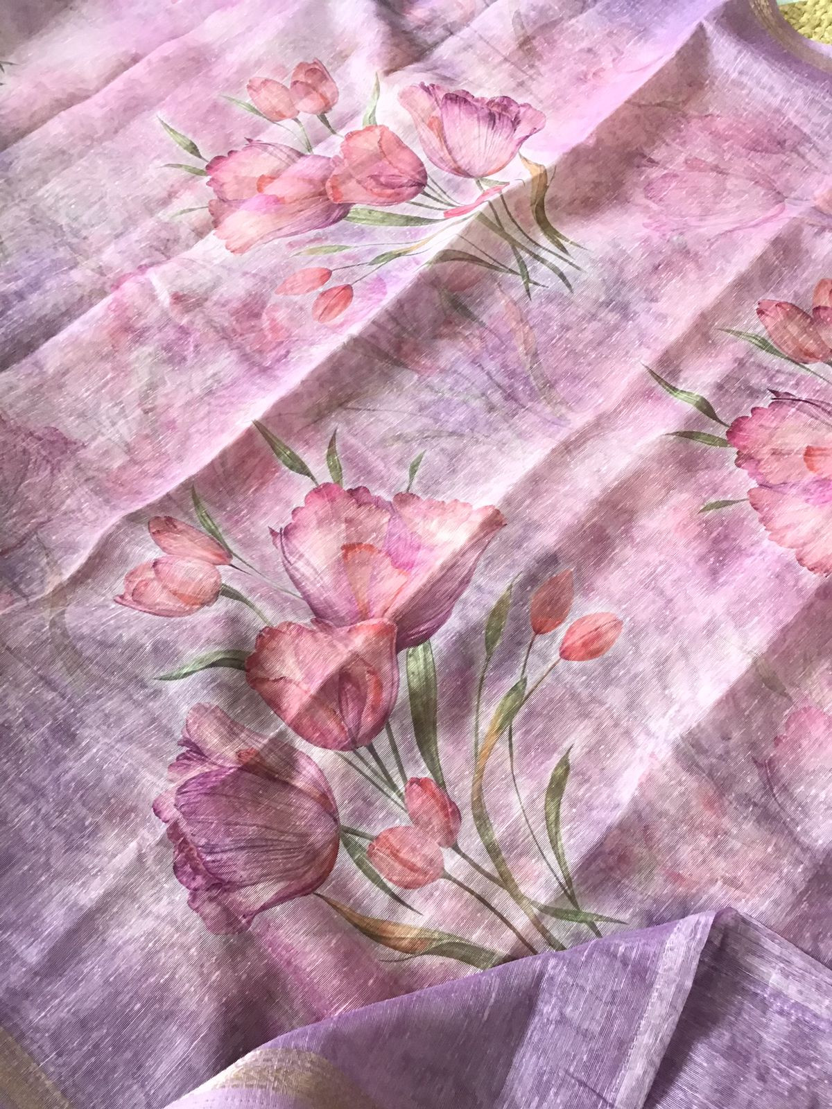 Soft Kora Chanderi Printed Jamdani Weaved Suit - Purple