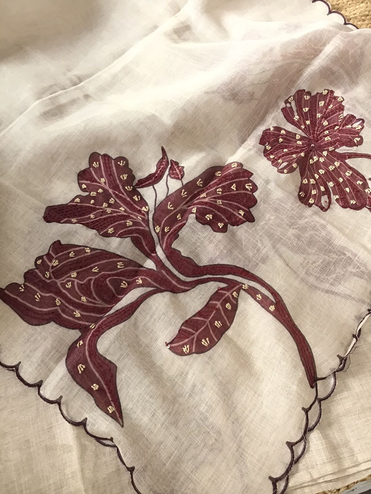 Soft Tissue Slub Cotton Printed Embroidered Suit - Cream