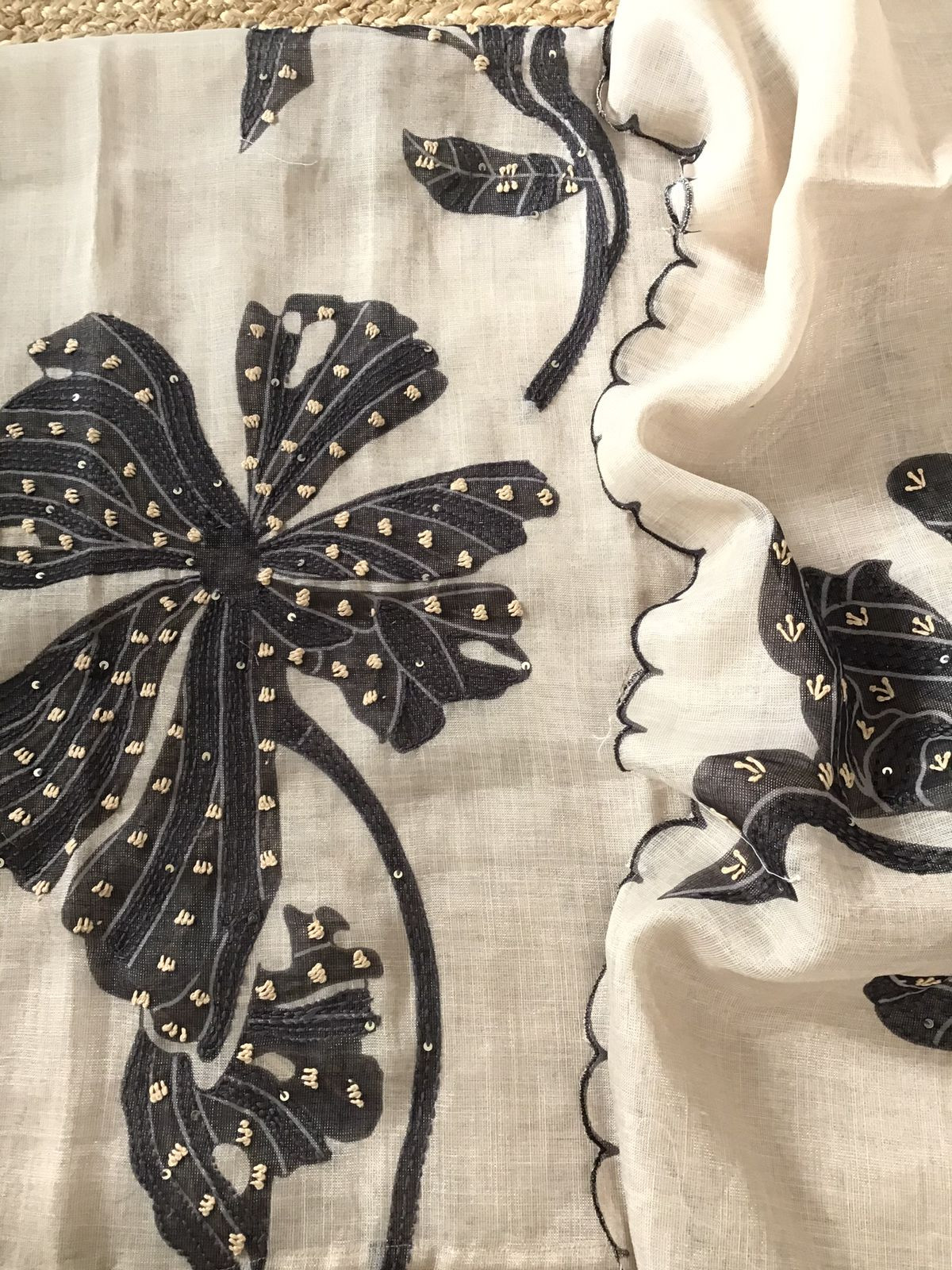 Soft Tissue Slub Cotton Printed Embroidered Suit - Cream