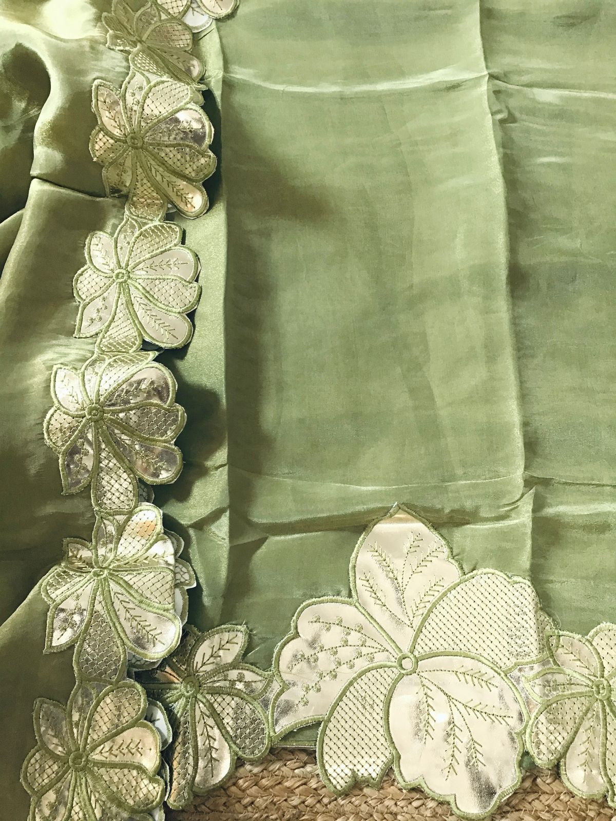 Soft Shimmer Silk Leather Work Suit - Green