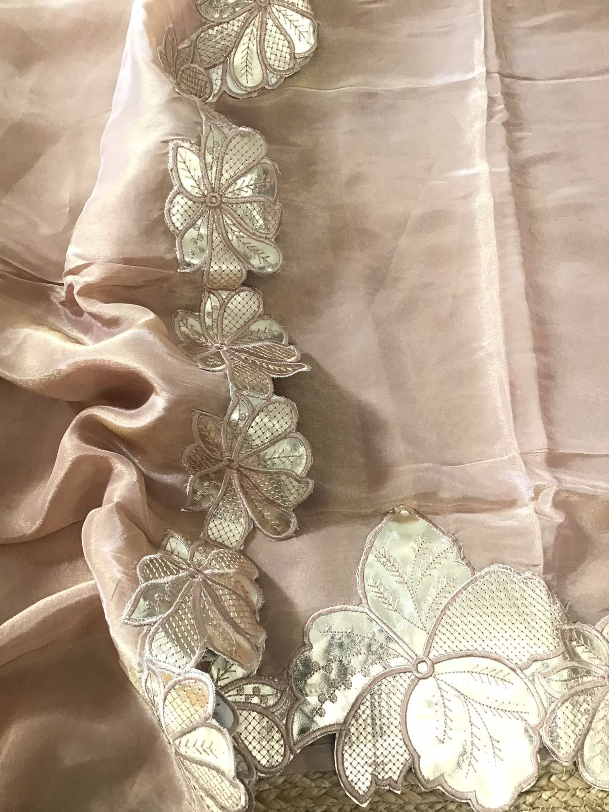 Soft Shimmer Silk Leather Work Suit - Beige