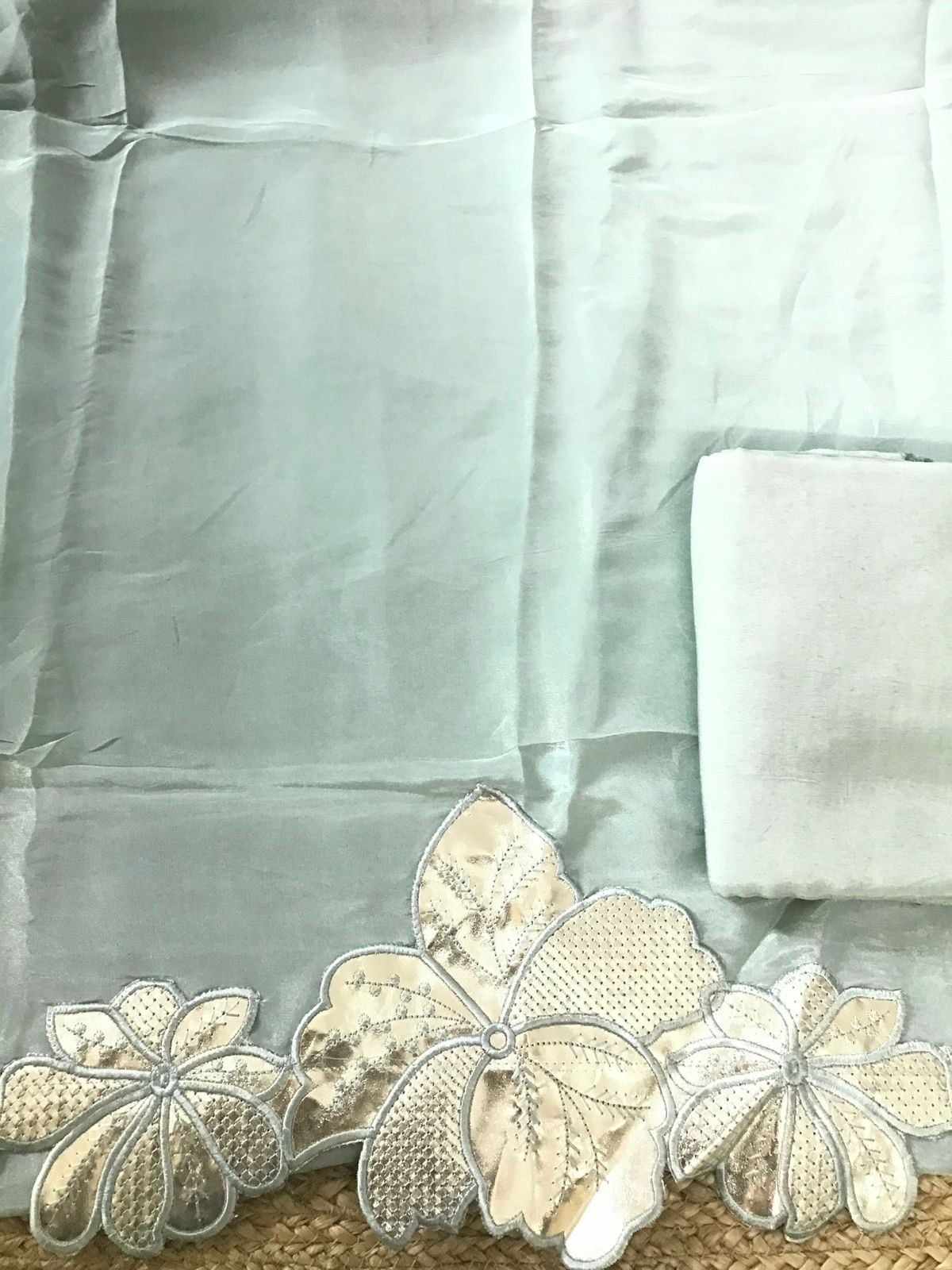 Soft Shimmer Silk Leather Work Suit - Blue