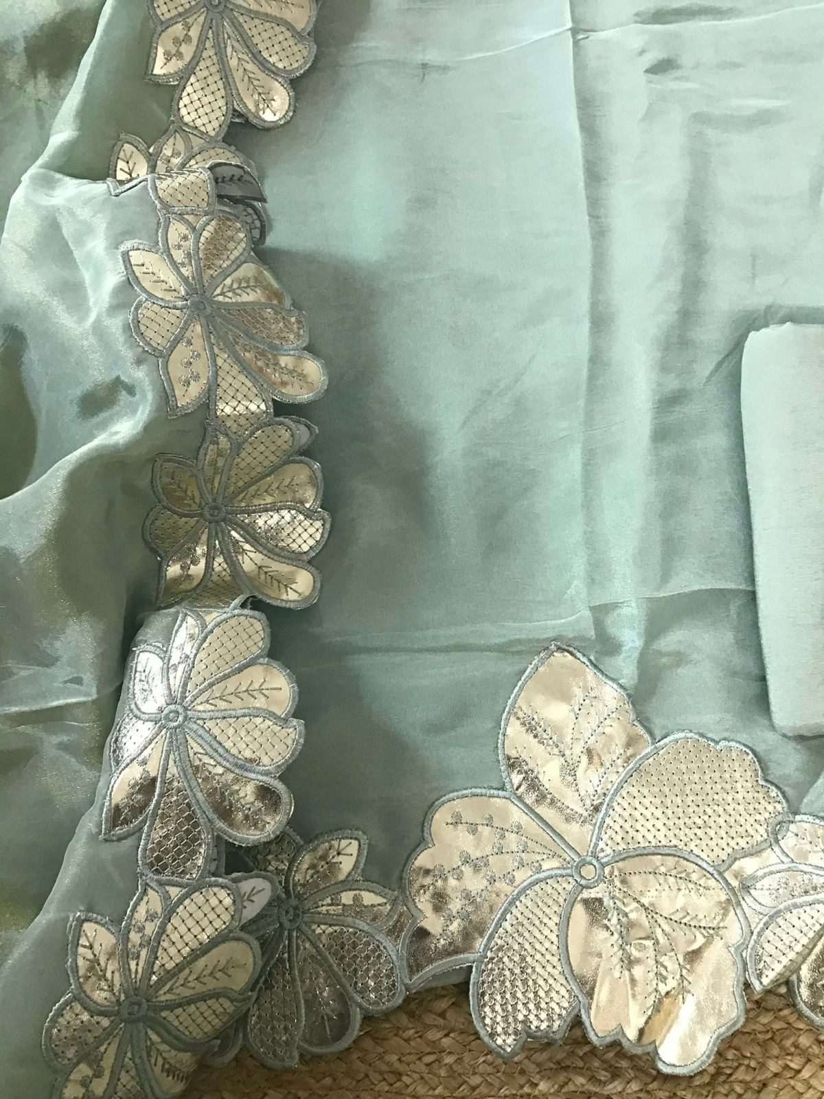 Soft Shimmer Silk Leather Work Suit - Blue