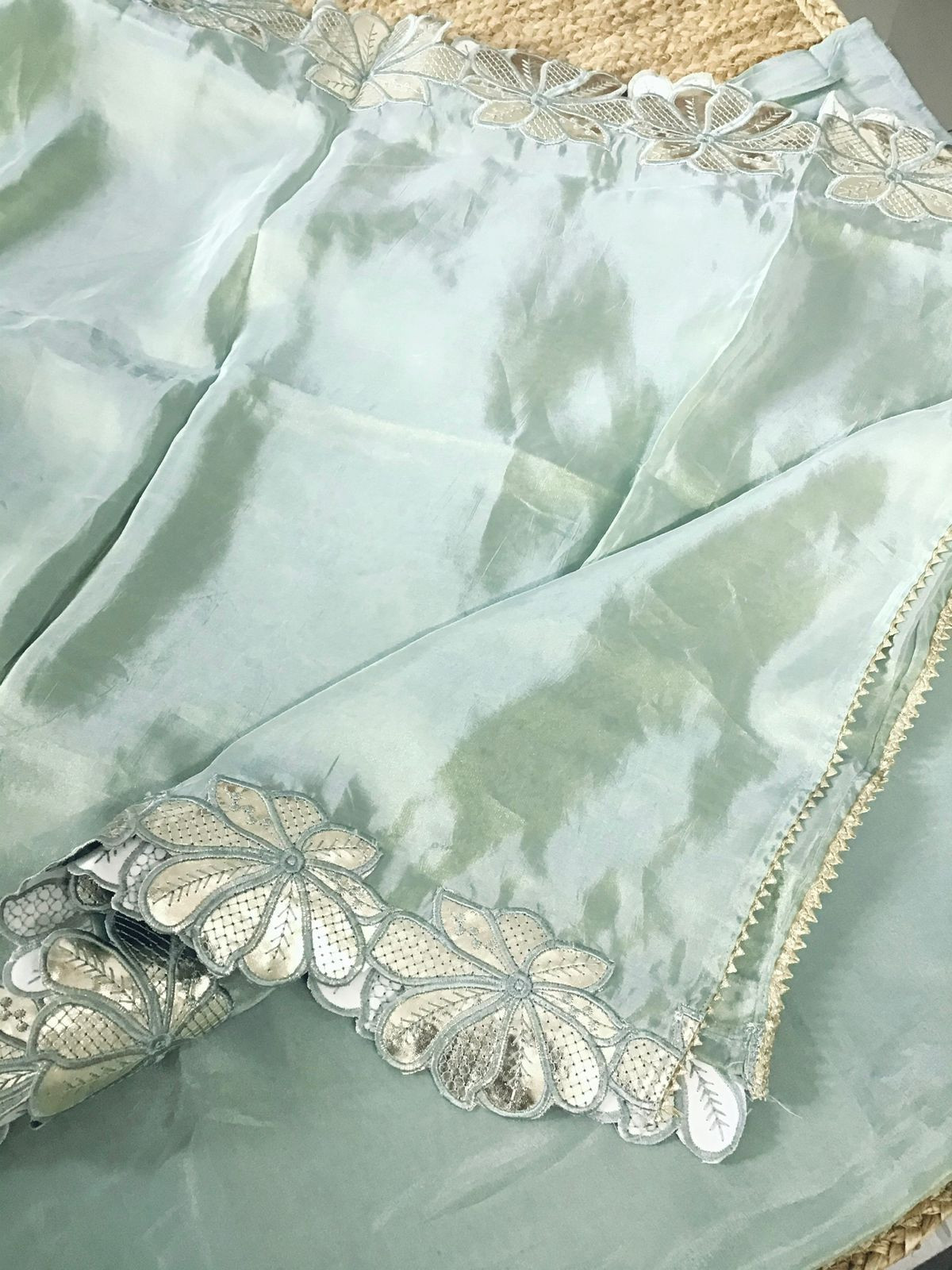 Soft Shimmer Silk Leather Work Suit - Blue