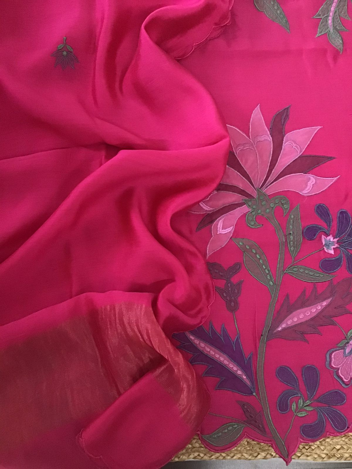 Pure Mul Chanderi Embroidered Suit - Pink