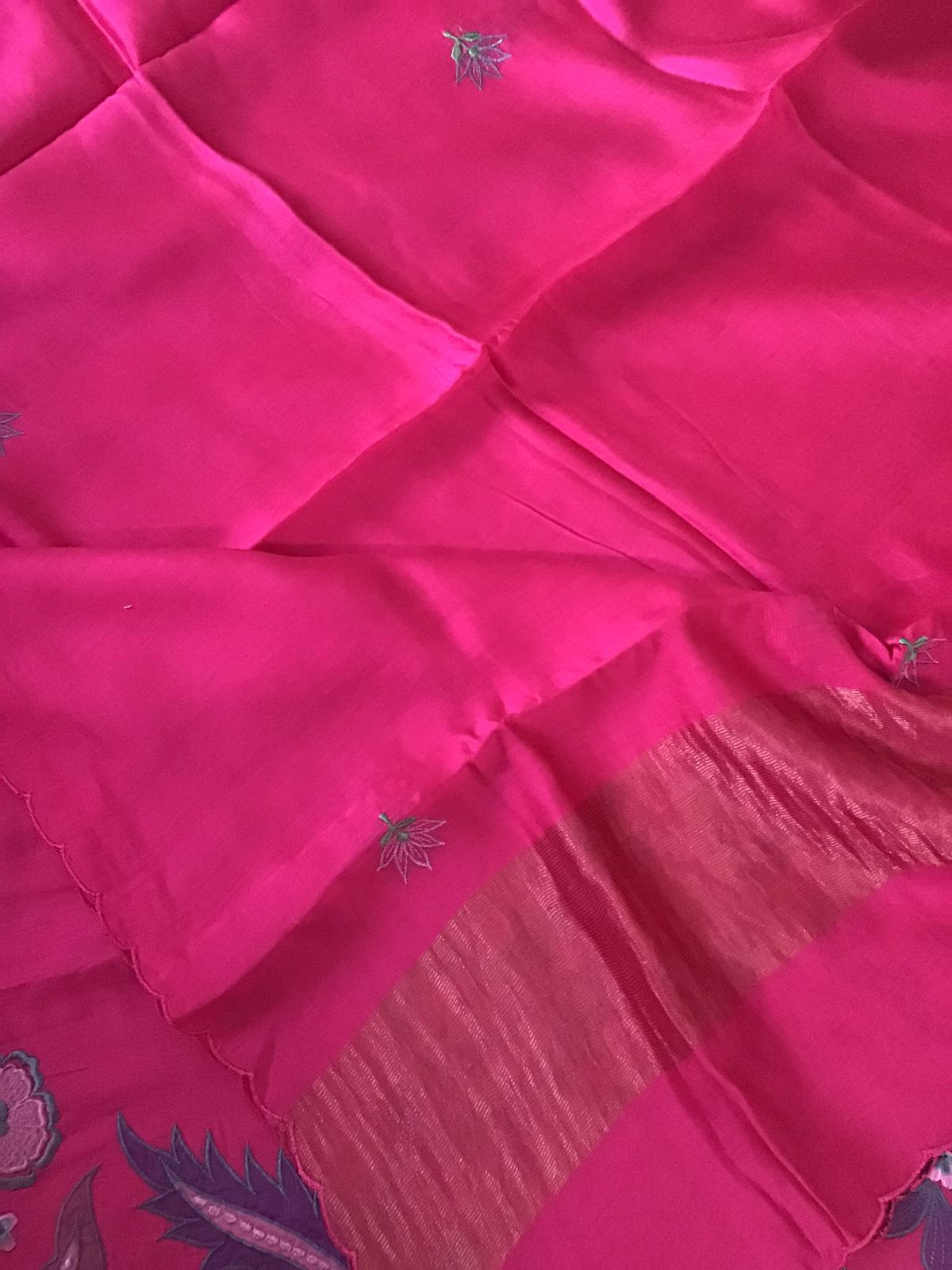 Pure Mul Chanderi Embroidered Suit - Pink