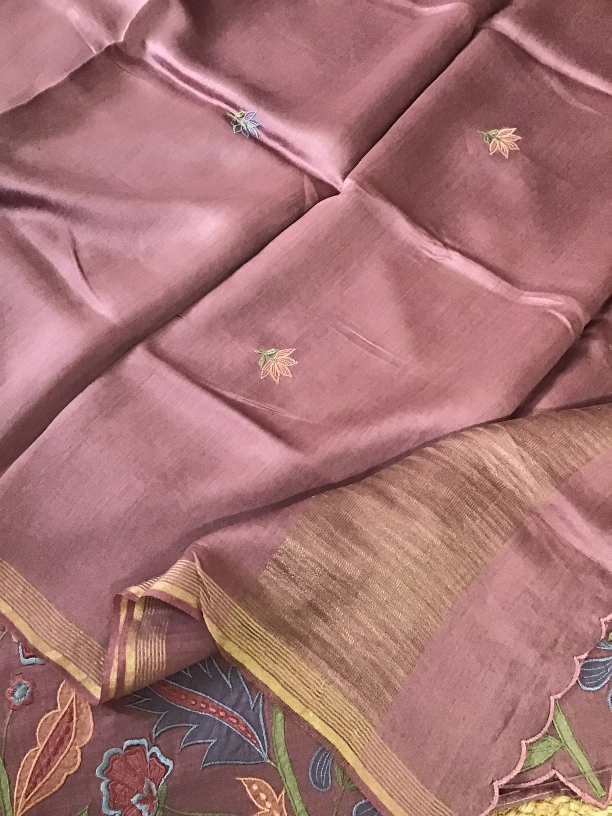 Pure Mul Chanderi Embroidered Suit - Onion Pink