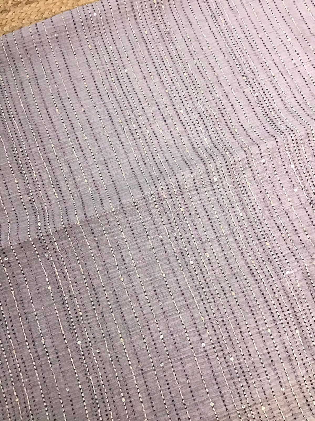 Soft Fine Raw Silk Embroidered Suit - Lilac