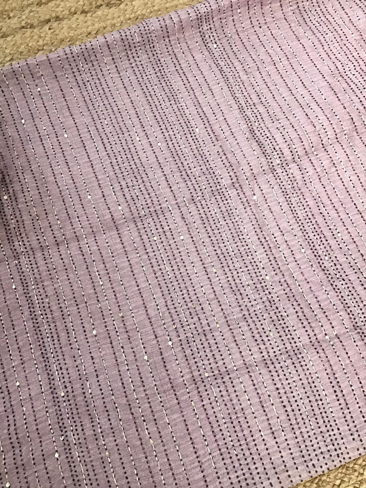 Soft Fine Raw Silk Embroidered Suit - Pink