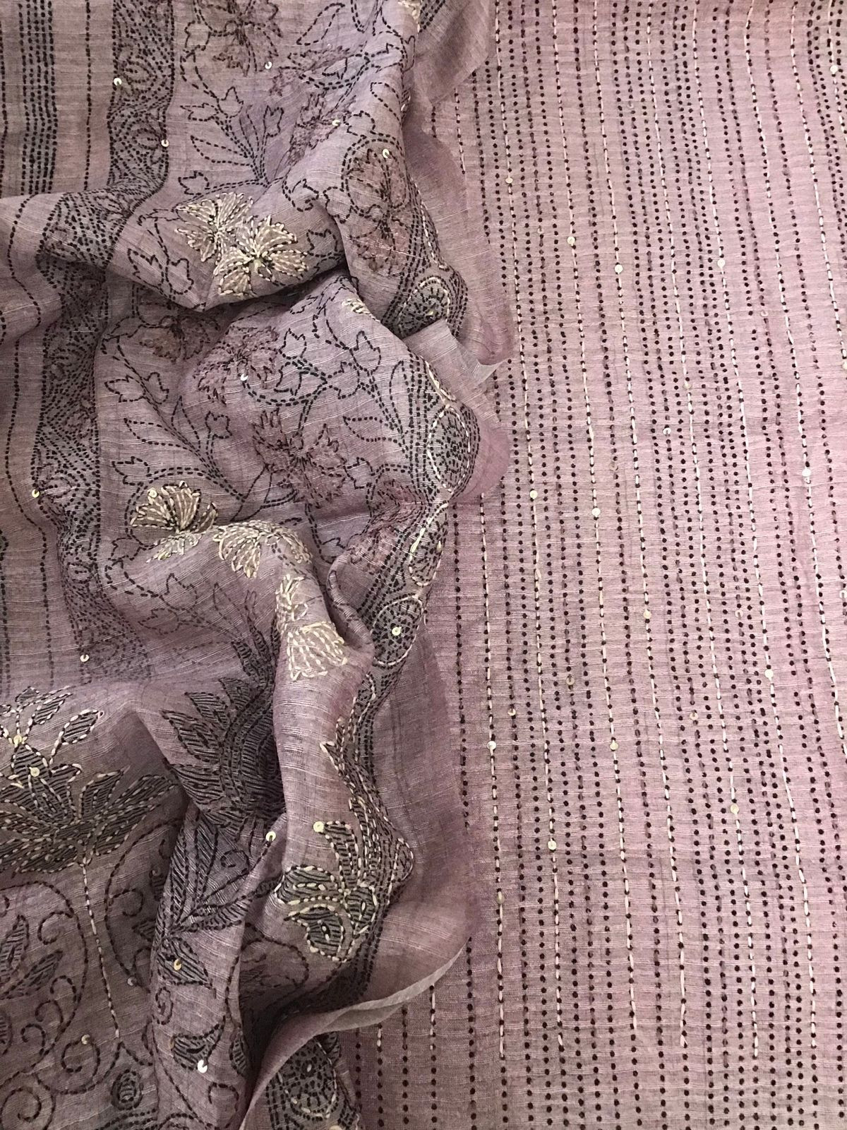 Soft Fine Raw Silk Embroidered Suit - Pink