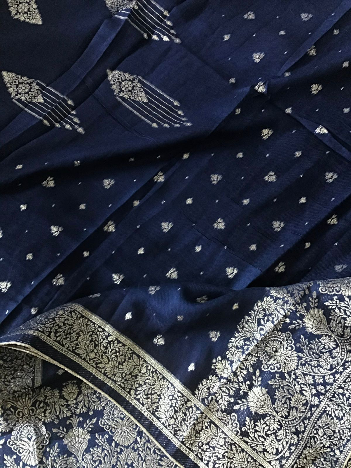 Soft Woollen Slub Silk Banarasi Weaved Suit - Blue