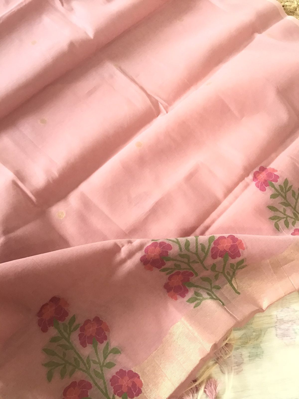 Soft Slub Chanderi Jamdani Weaved Suit - Offwhite