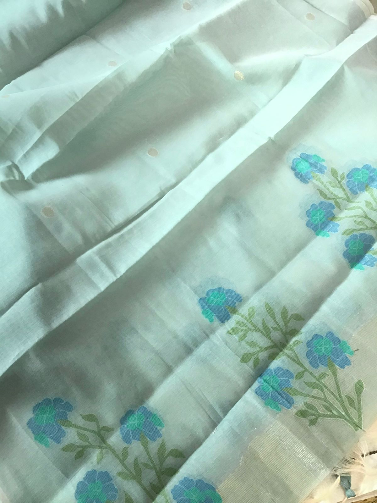 Soft Slub Chanderi Jamdani Weaved Suit - Offwhite