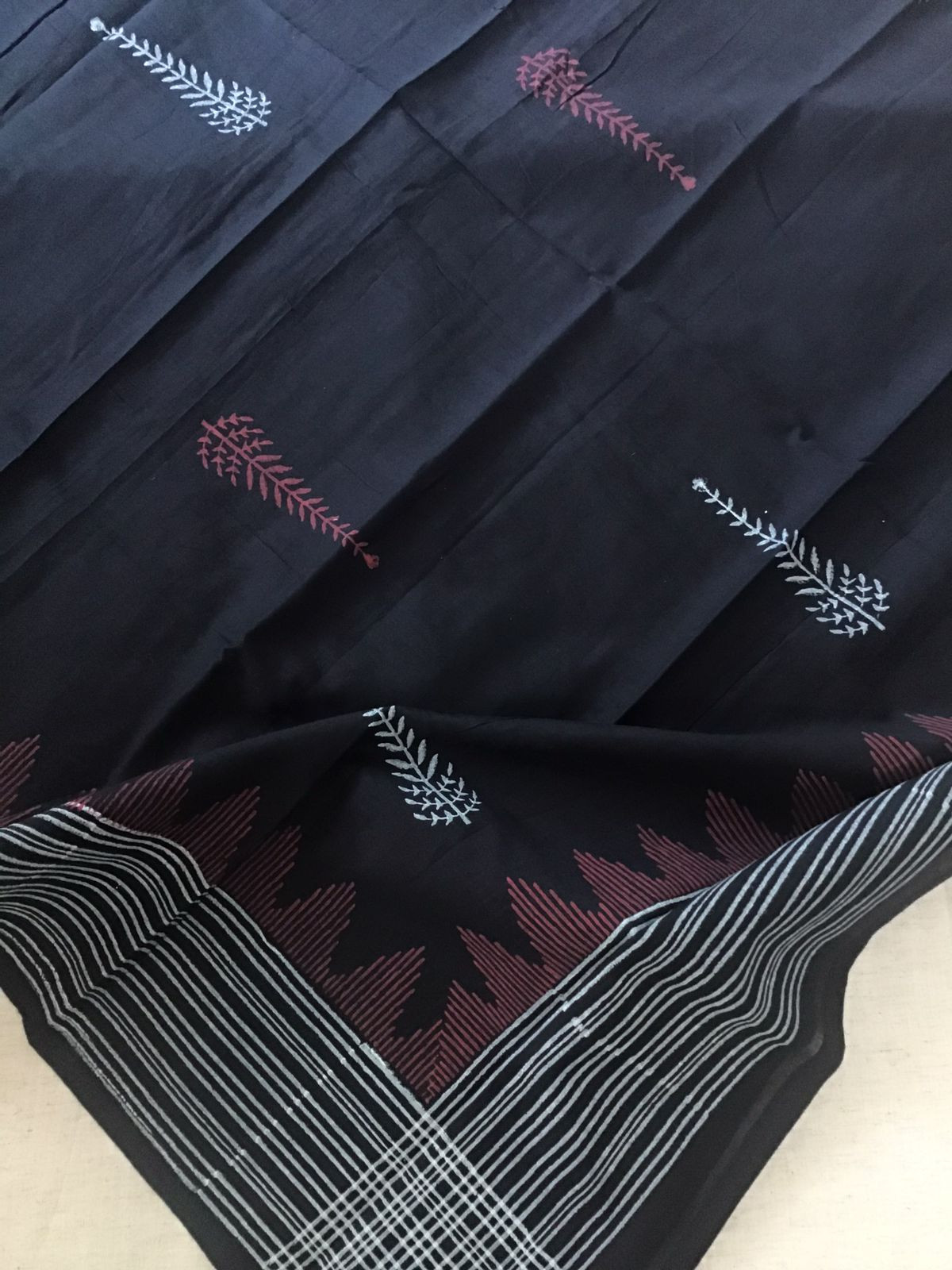 Pure Thick Khadi Cotton Printed Embroidered Suit - Cream