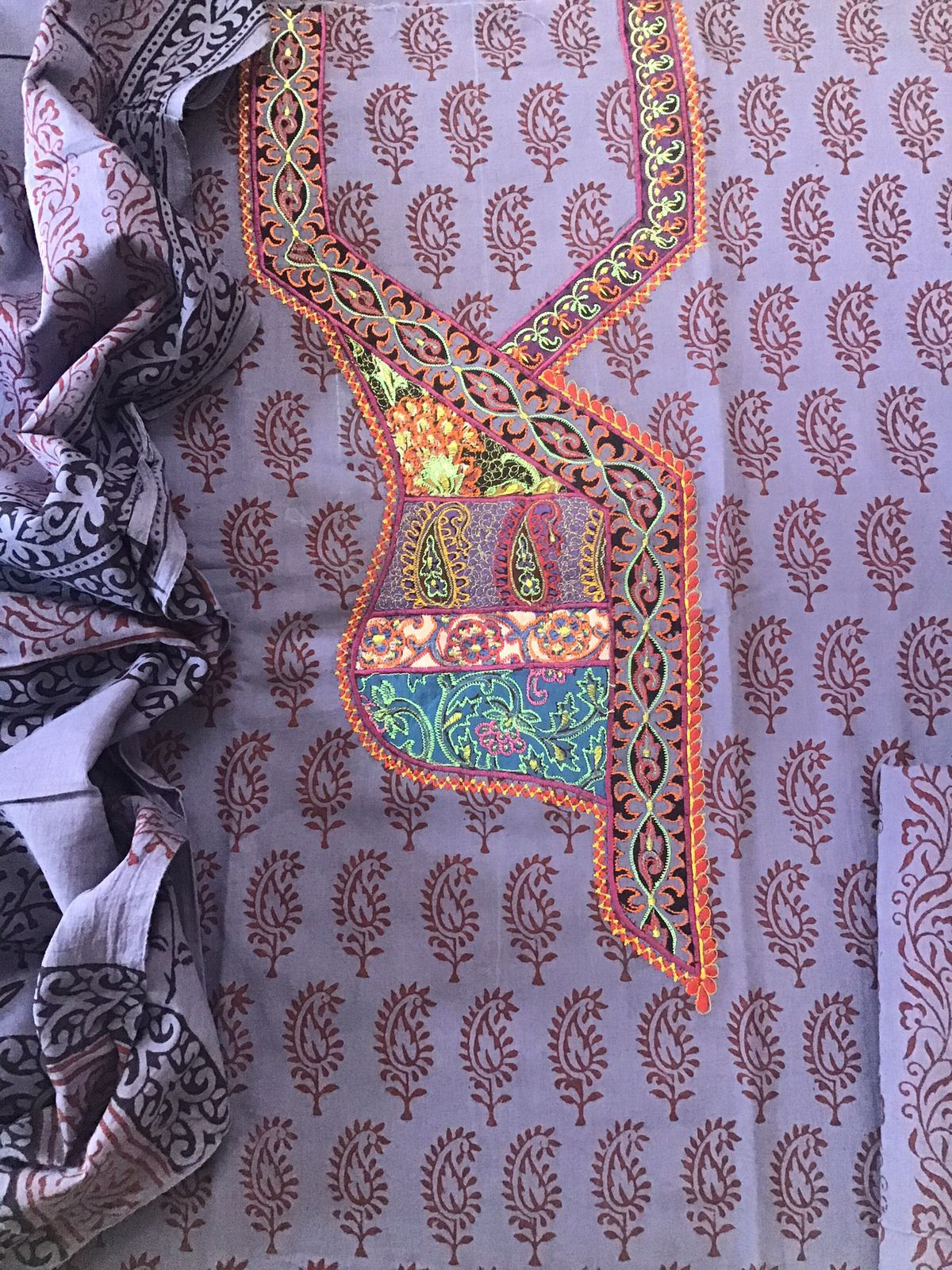 Pure Cotton Bagh Printed Embroidered Suit - Purple