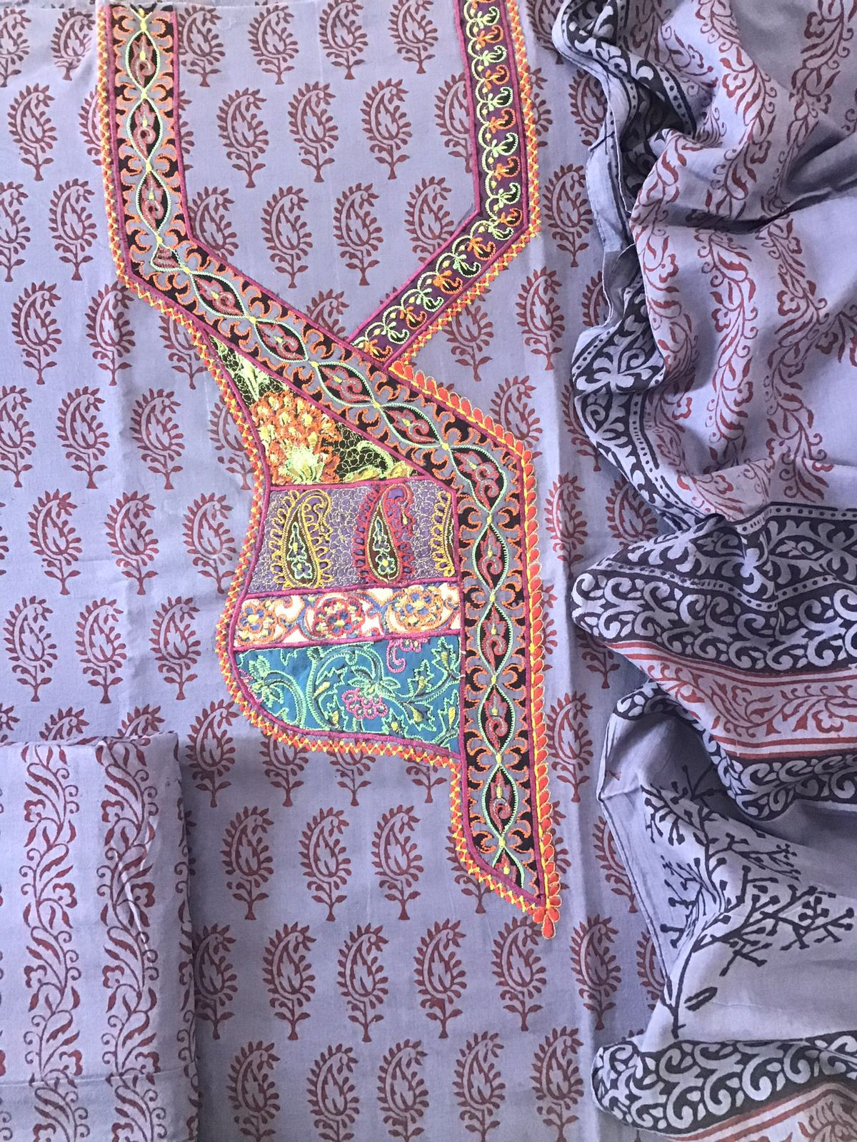 Pure Cotton Bagh Printed Embroidered Suit - Purple