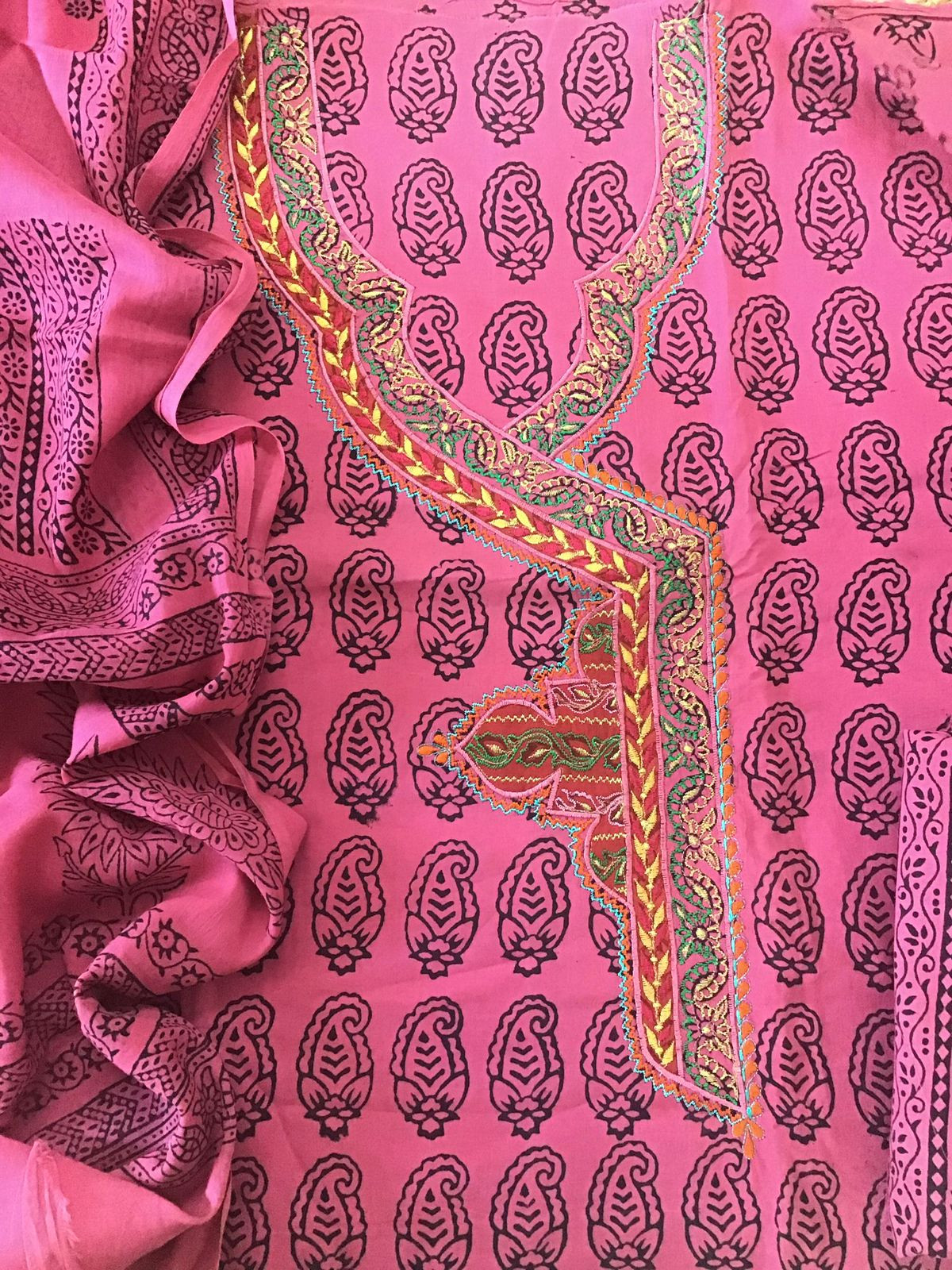 Pure Cotton Bagh Printed Embroidered Suit - Pink