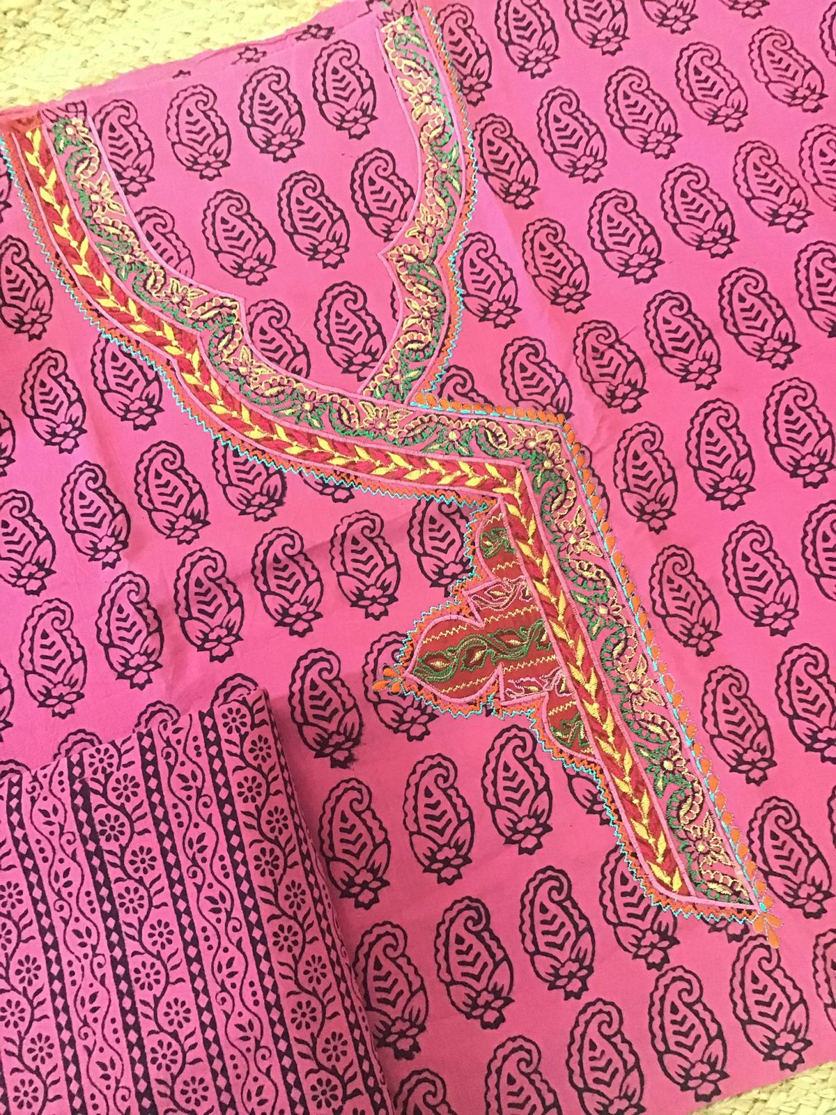 Pure Cotton Bagh Printed Embroidered Suit - Pink