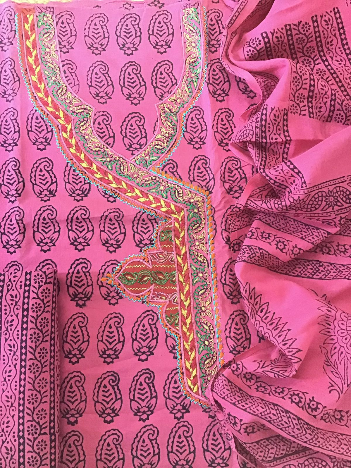 Pure Cotton Bagh Printed Embroidered Suit - Pink