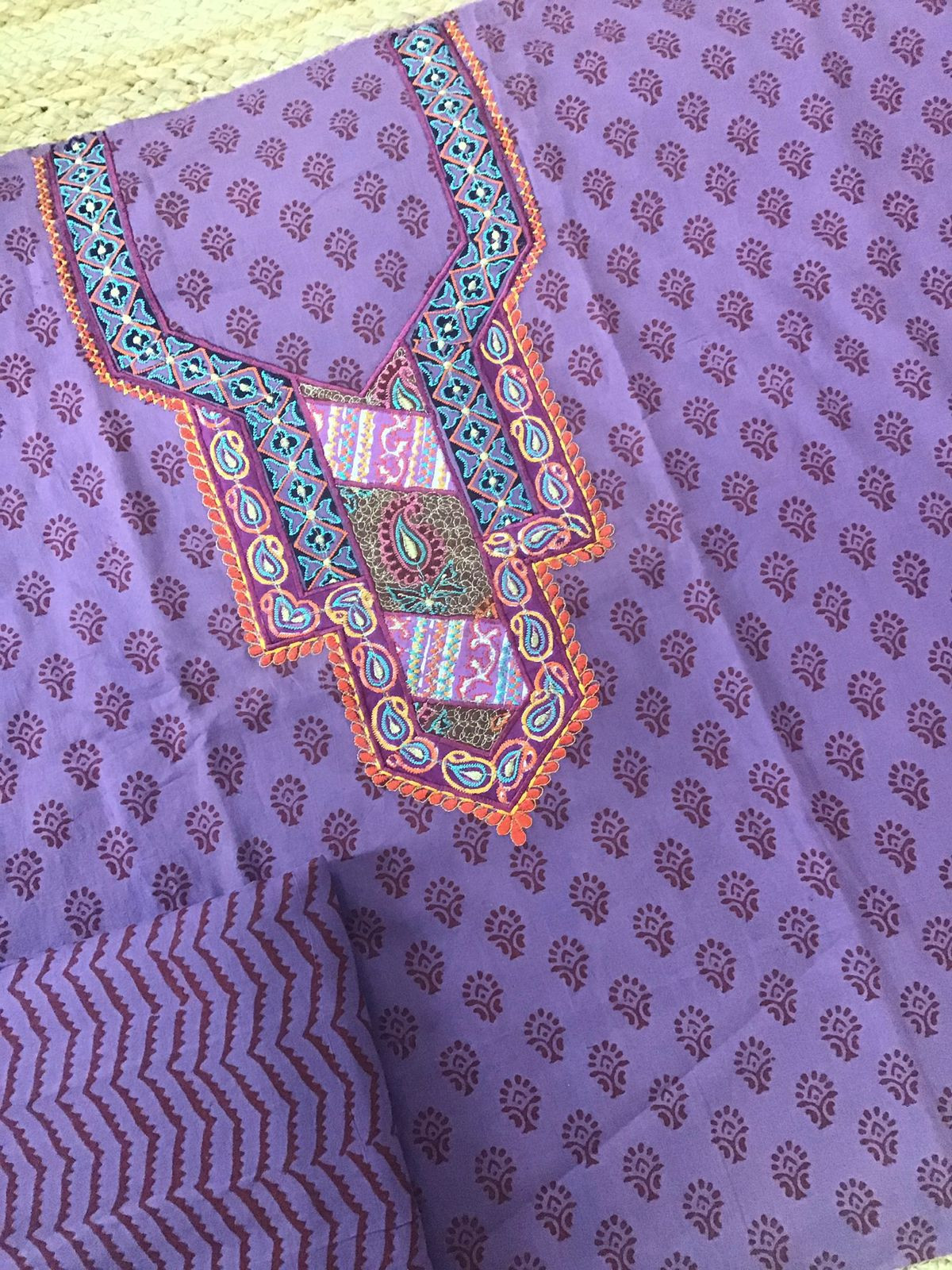 Pure Cotton Bagh Printed Embroidered Suit - Purple