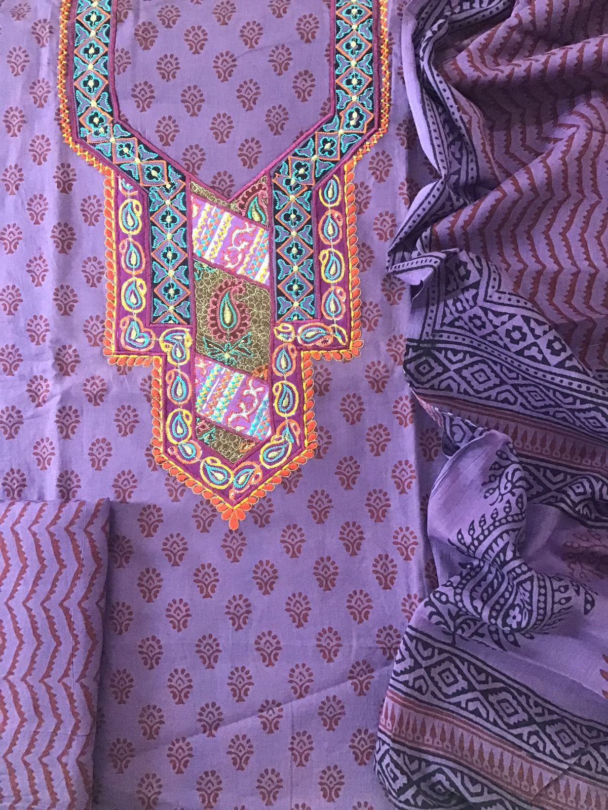 Pure Cotton Bagh Printed Embroidered Suit - Purple