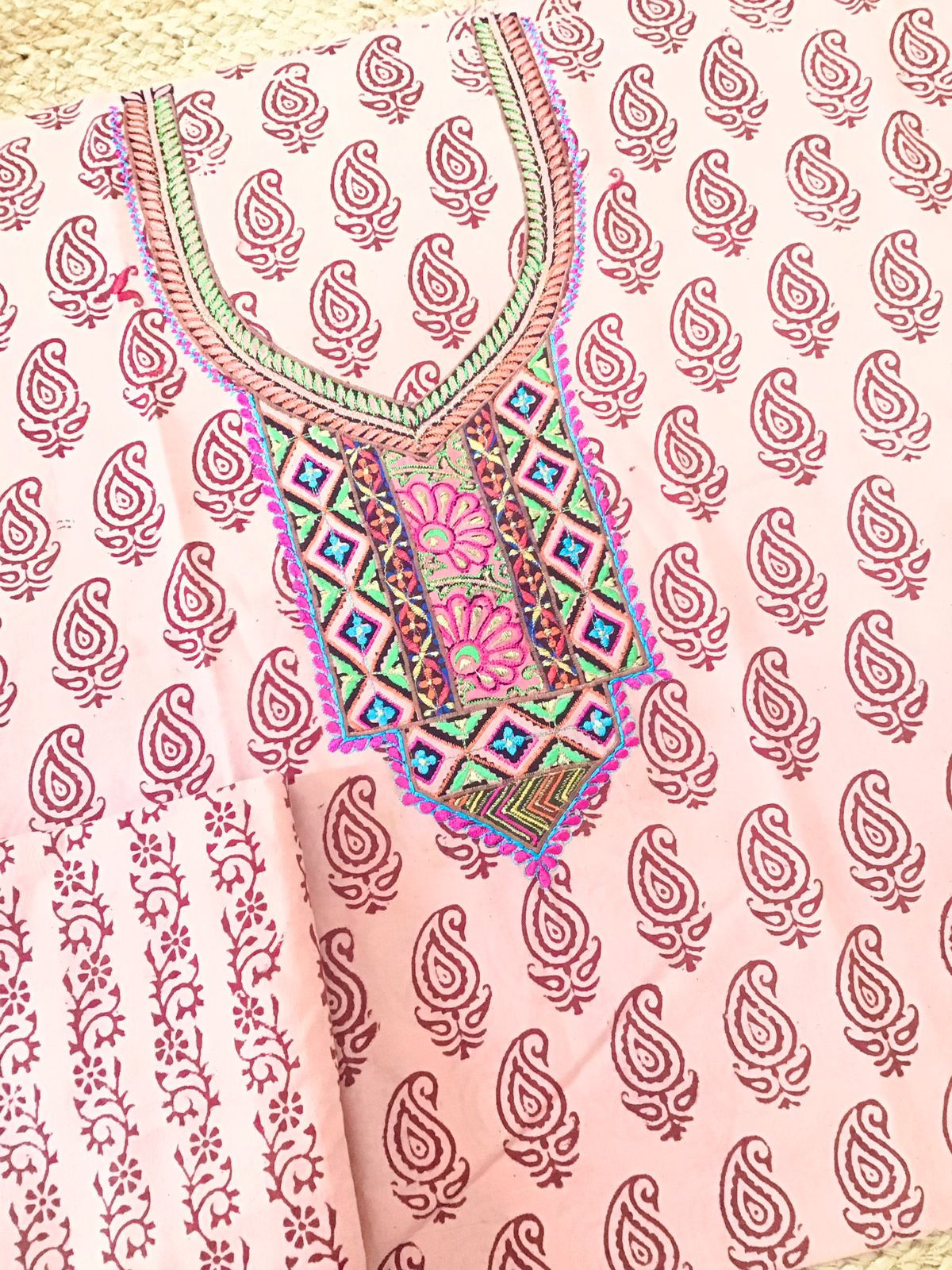 Pure Cotton Bagh Printed Embroidered Suit - Peach