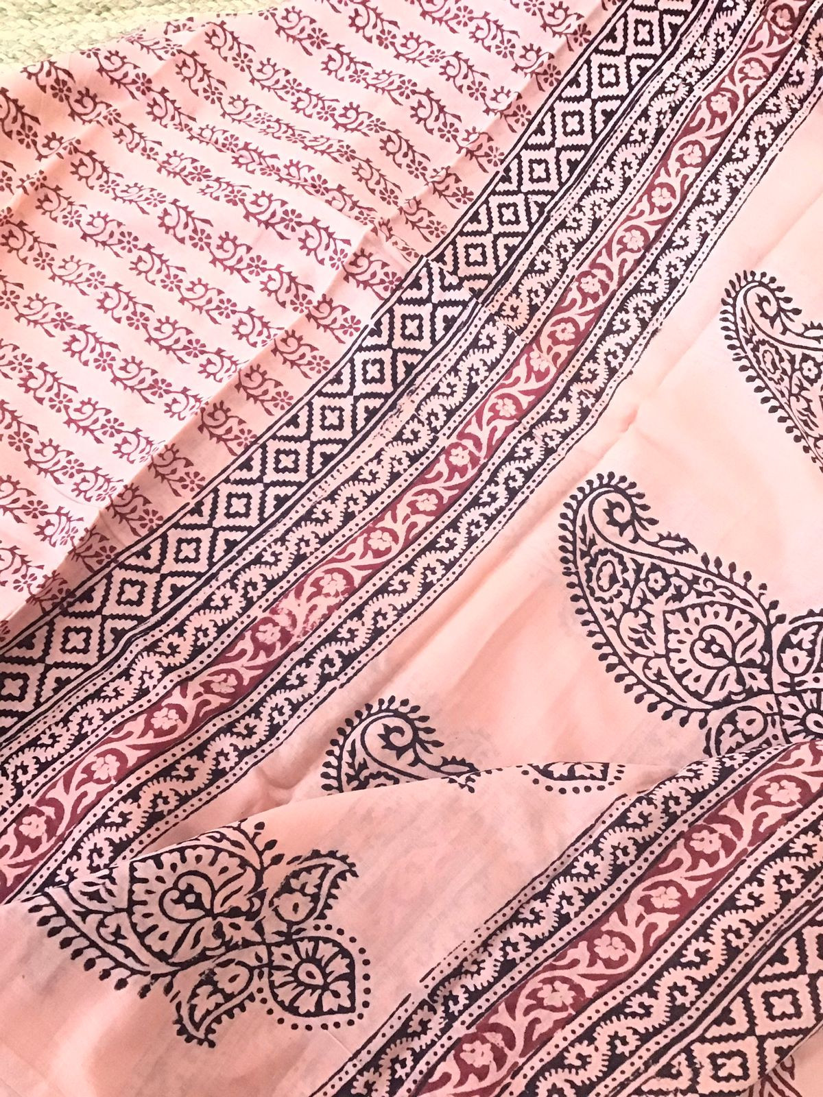 Pure Cotton Bagh Printed Embroidered Suit - Peach