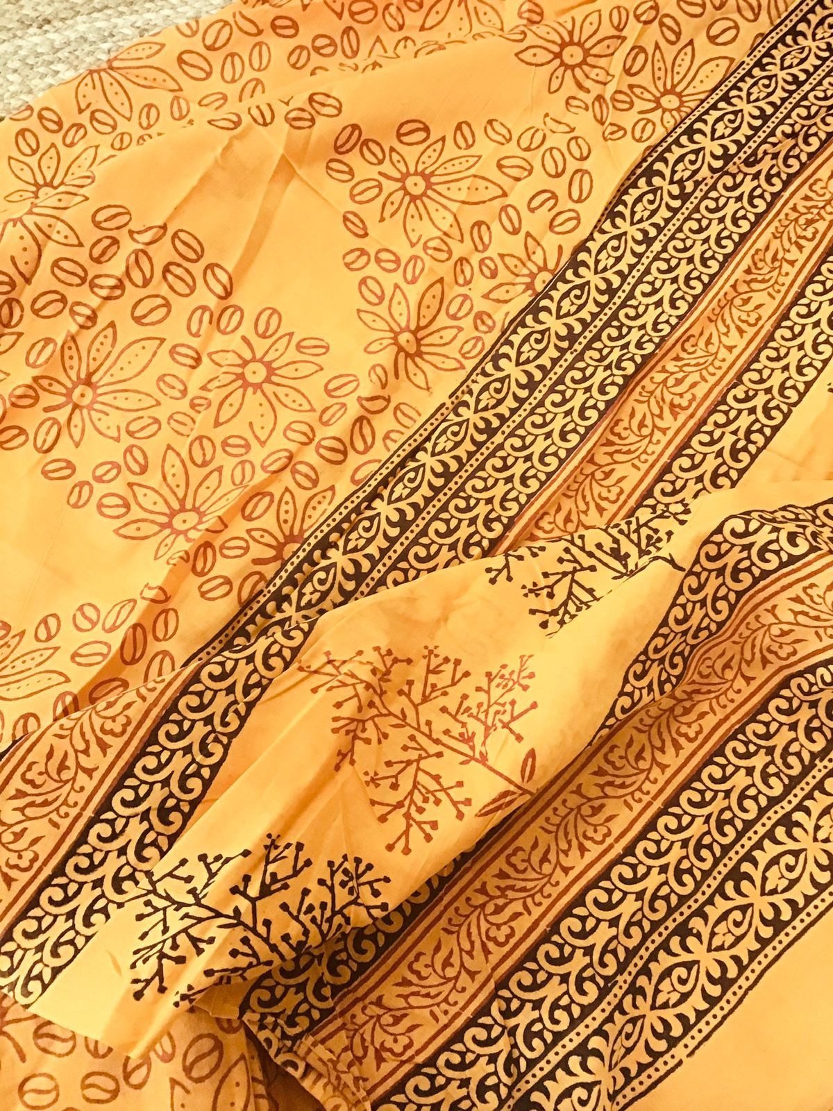 Pure Cotton Bagh Printed Embroidered Suit - Orangish Yellow
