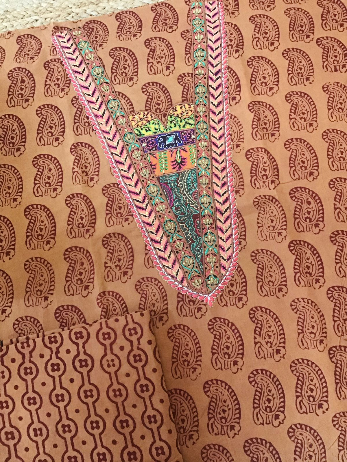 Pure Cotton Bagh Printed Embroidered Suit - Light Brown