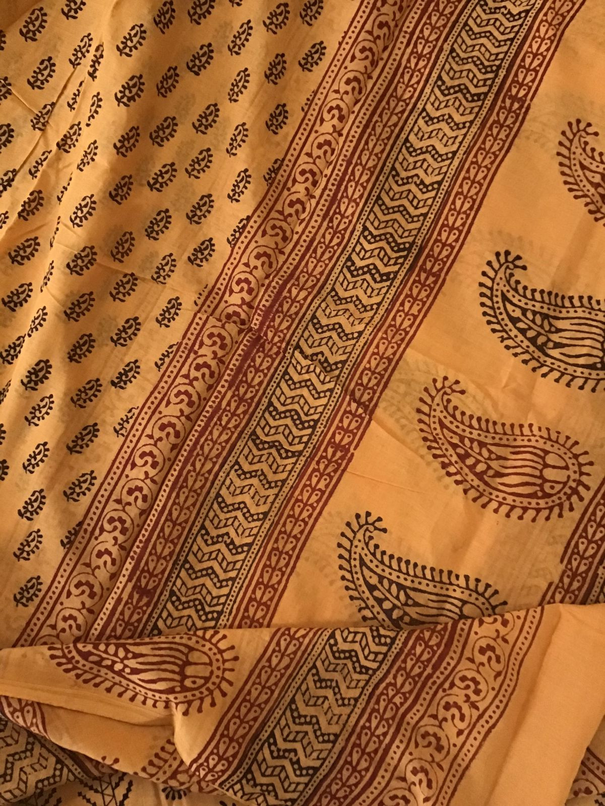 Pure Cotton Bagh Printed Embroidered Suit - Orangish Yellow