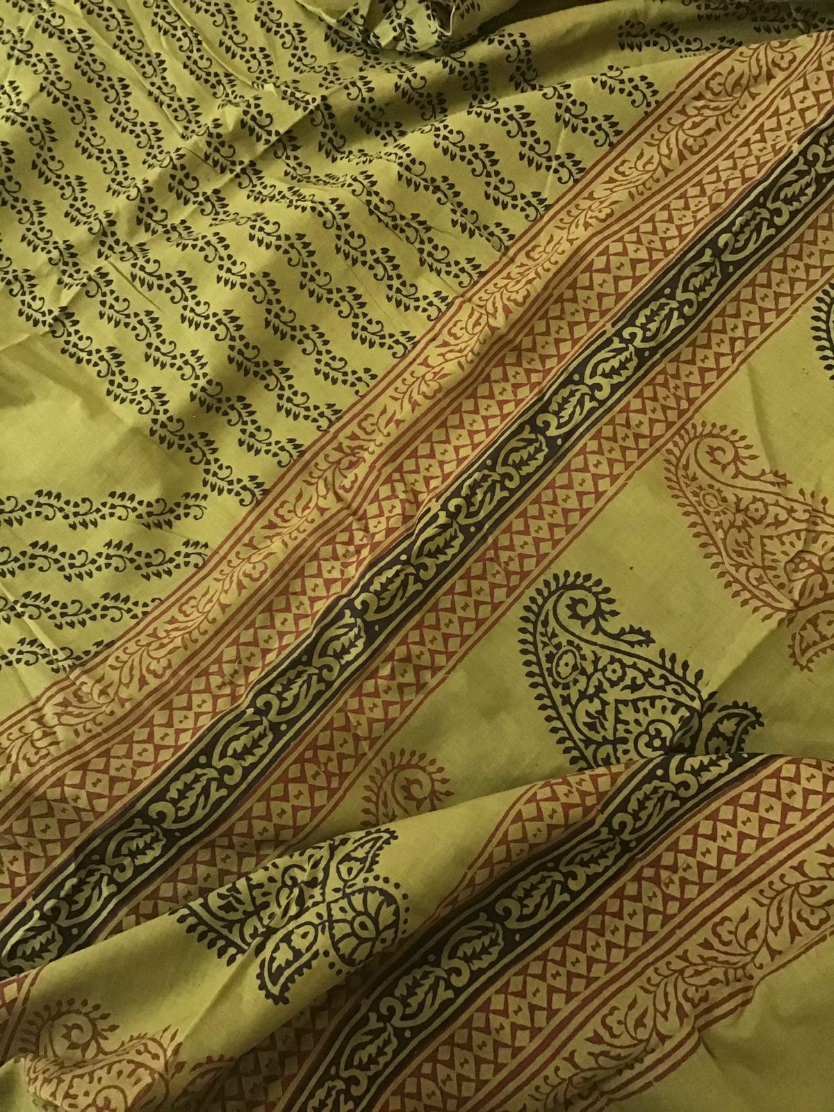 Pure Cotton Bagh Printed Embroidered Suit - Mehandi Green