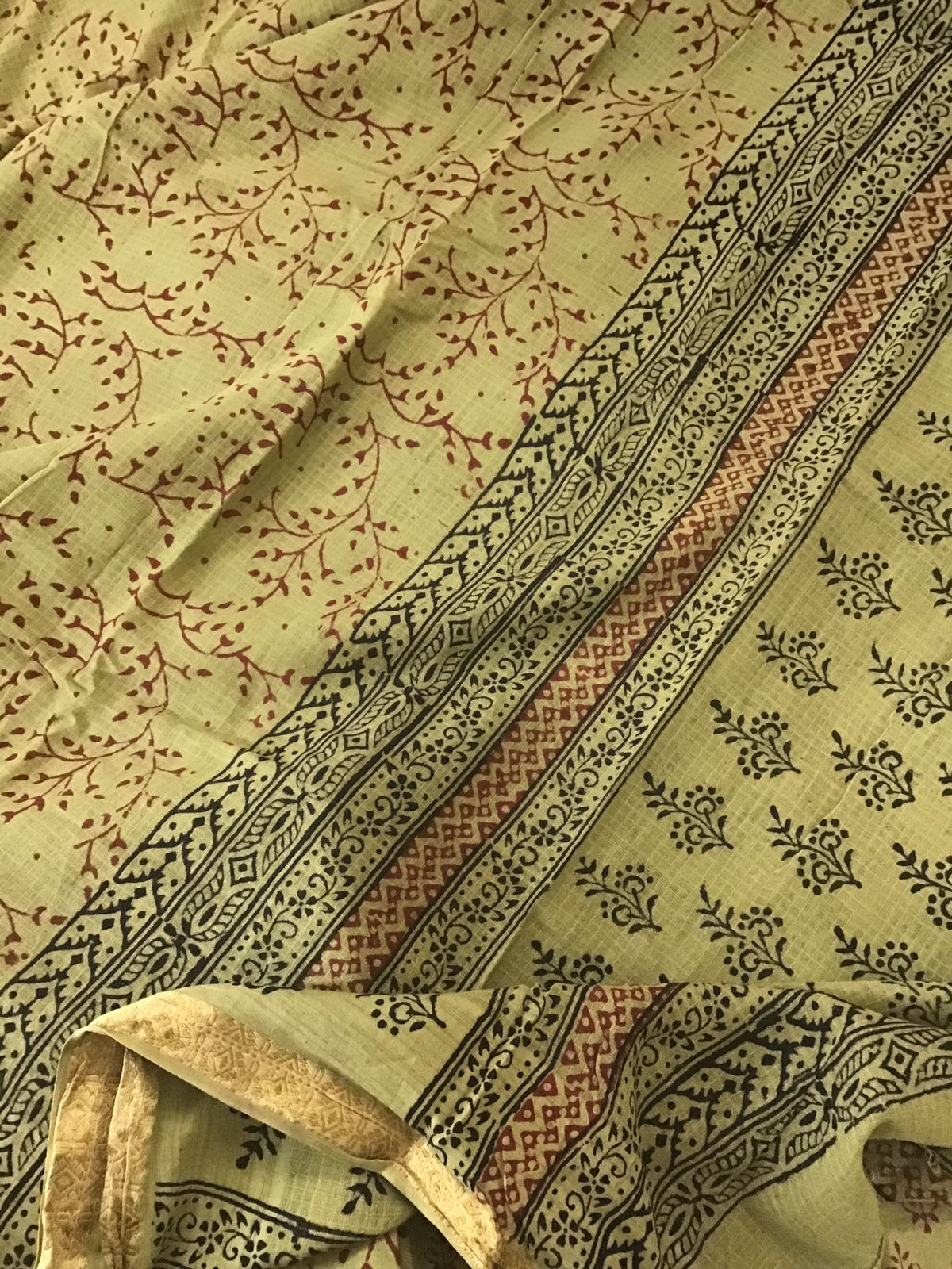 Pure Cotton Bagh Printed Embroidered Suit - Mehandi Green