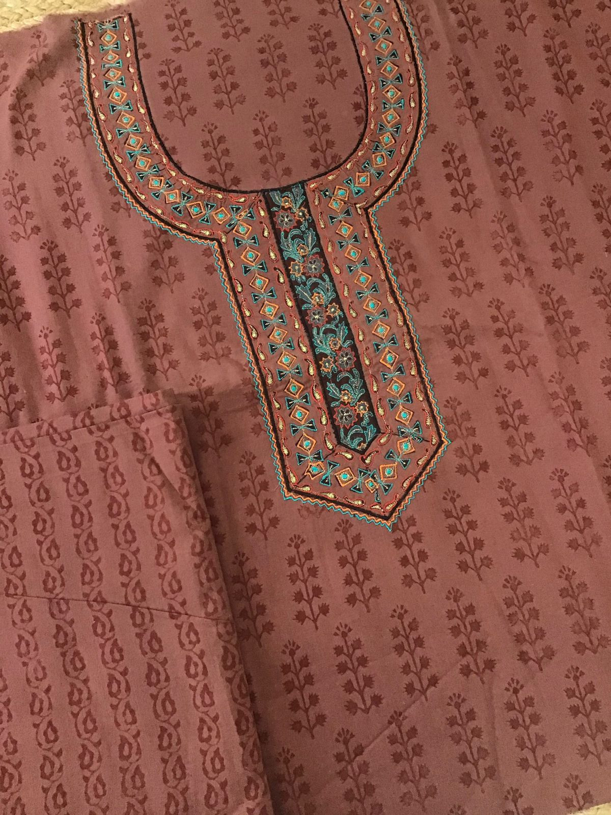 Pure Cotton Bagh Printed Embroidered Suit - Brown