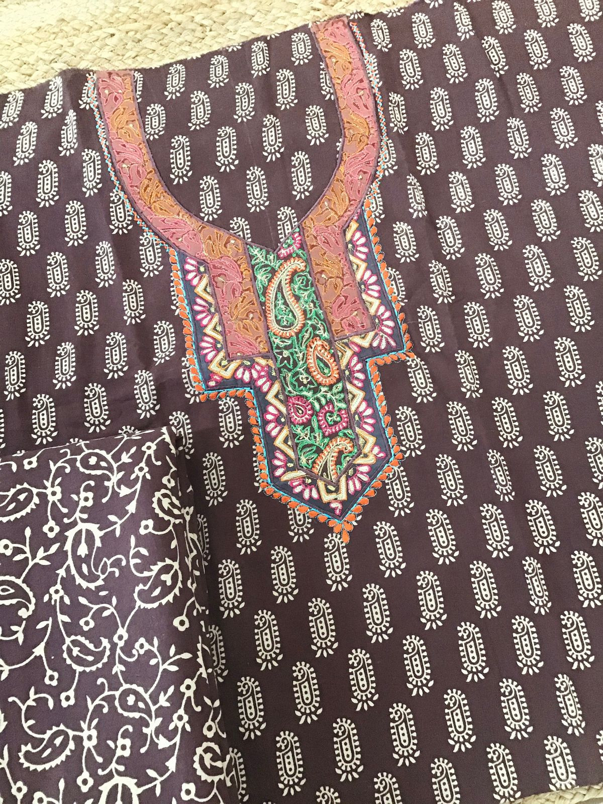 Pure Cotton Bagh Printed Embroidered Suit - Brown