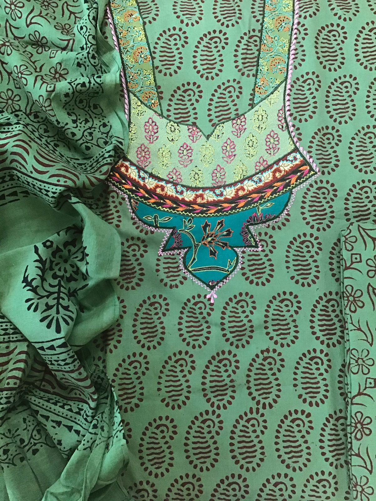 Pure Cotton Bagh Printed Embroidered Suit - Green
