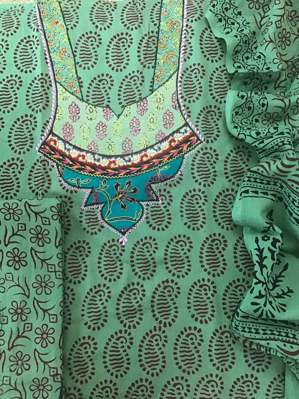 Pure Cotton Bagh Printed Embroidered Suit - Green