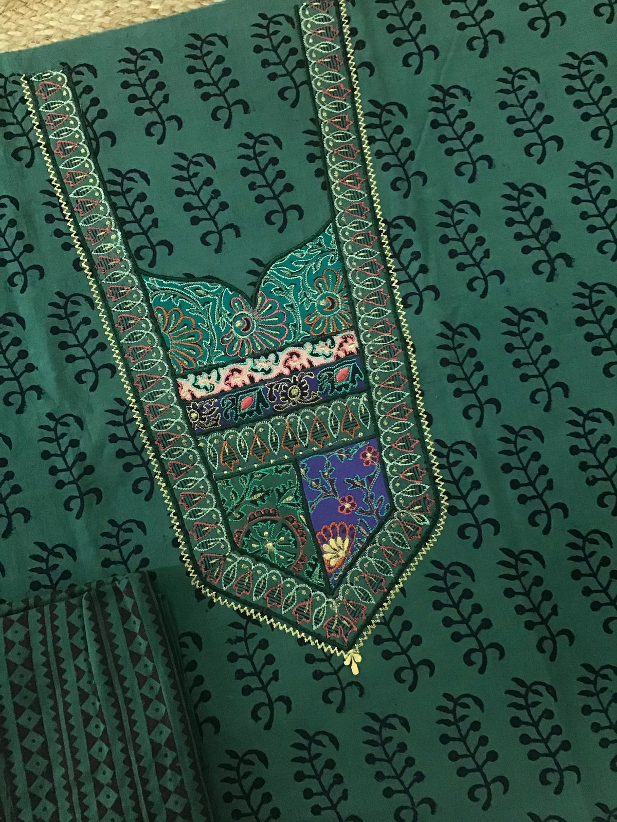 Pure Cotton Bagh Printed Embroidered Suit - Green