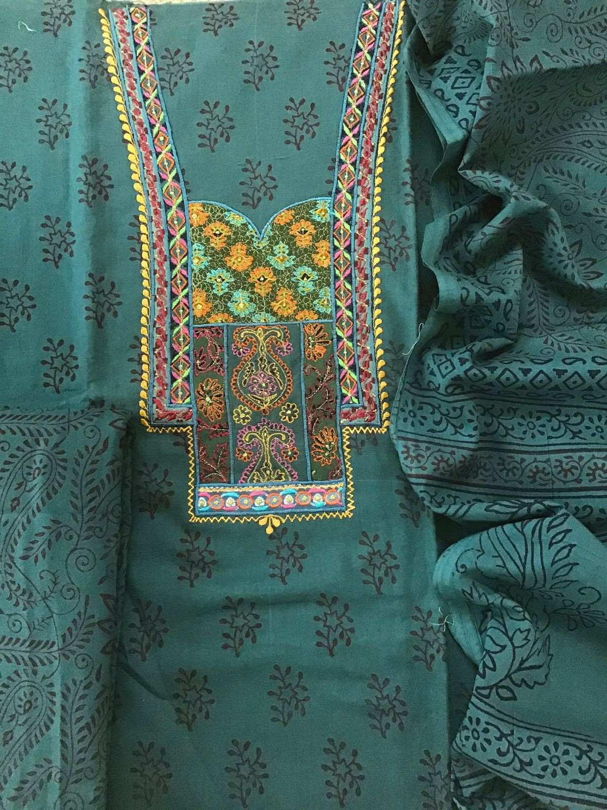 Pure Cotton Bagh Printed Embroidered Suit - Green
