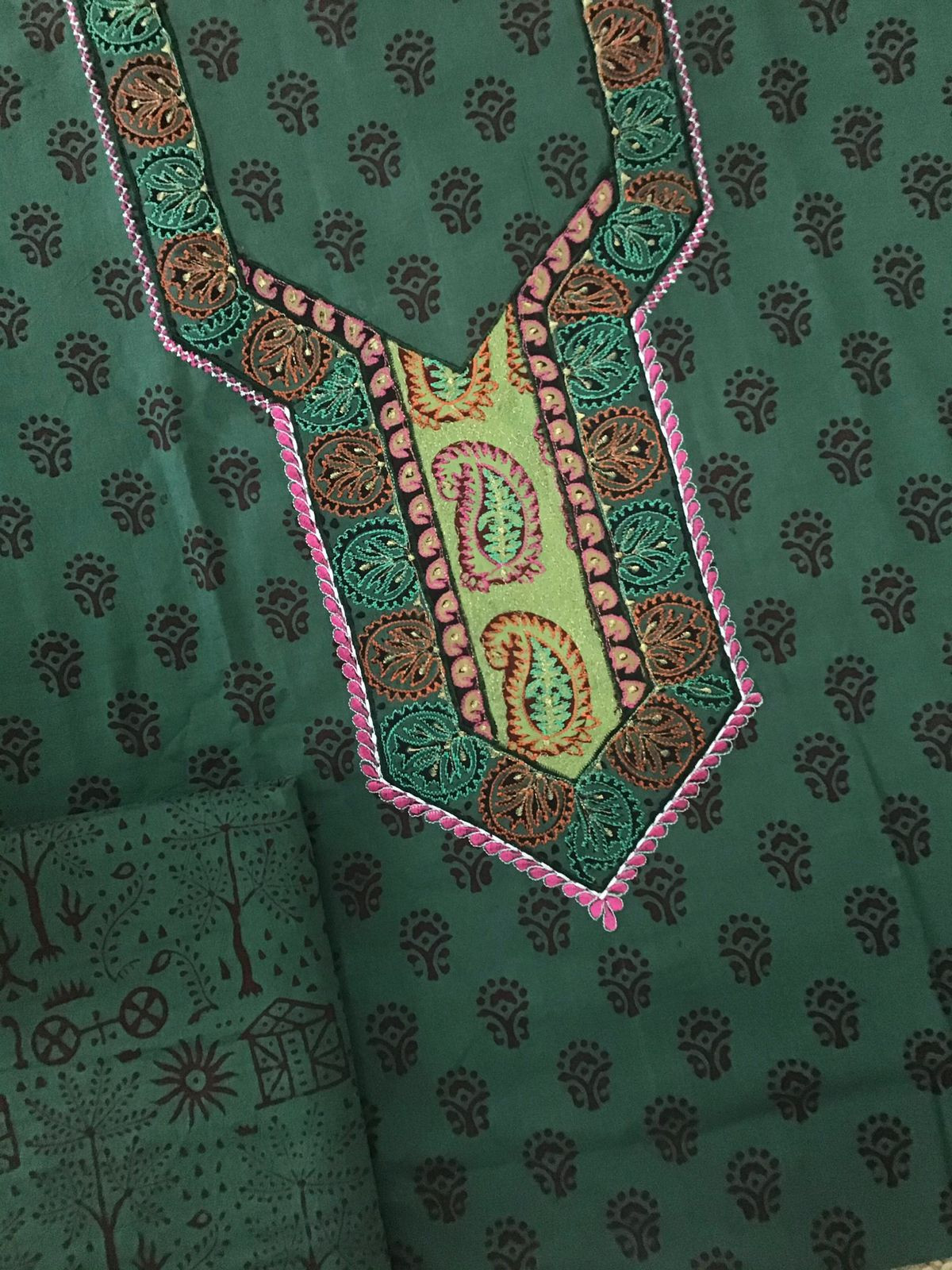 Pure Cotton Bagh Printed Embroidered Suit - Green
