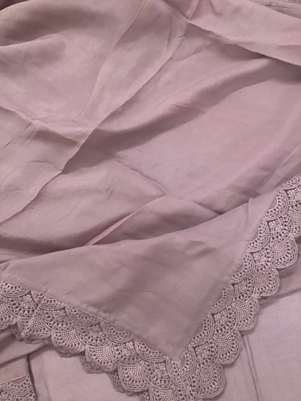 Pure Fine Chanderi Embroidered Suit - Mauve